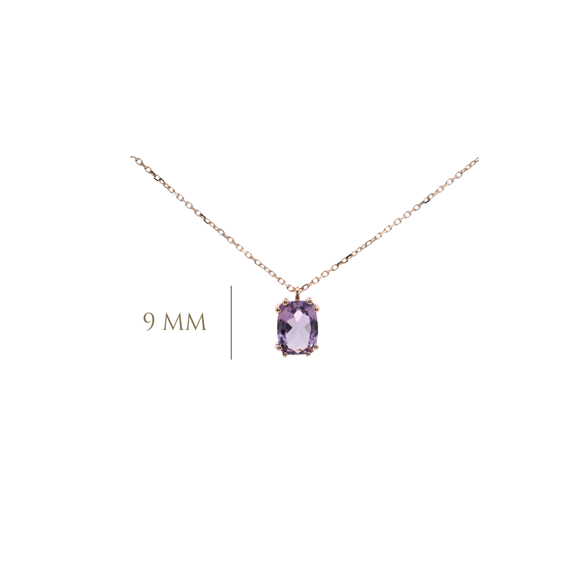 925RG SOLITARY BAGUETTE AMETHYST 9MM NECKLACE - C'SANTOS