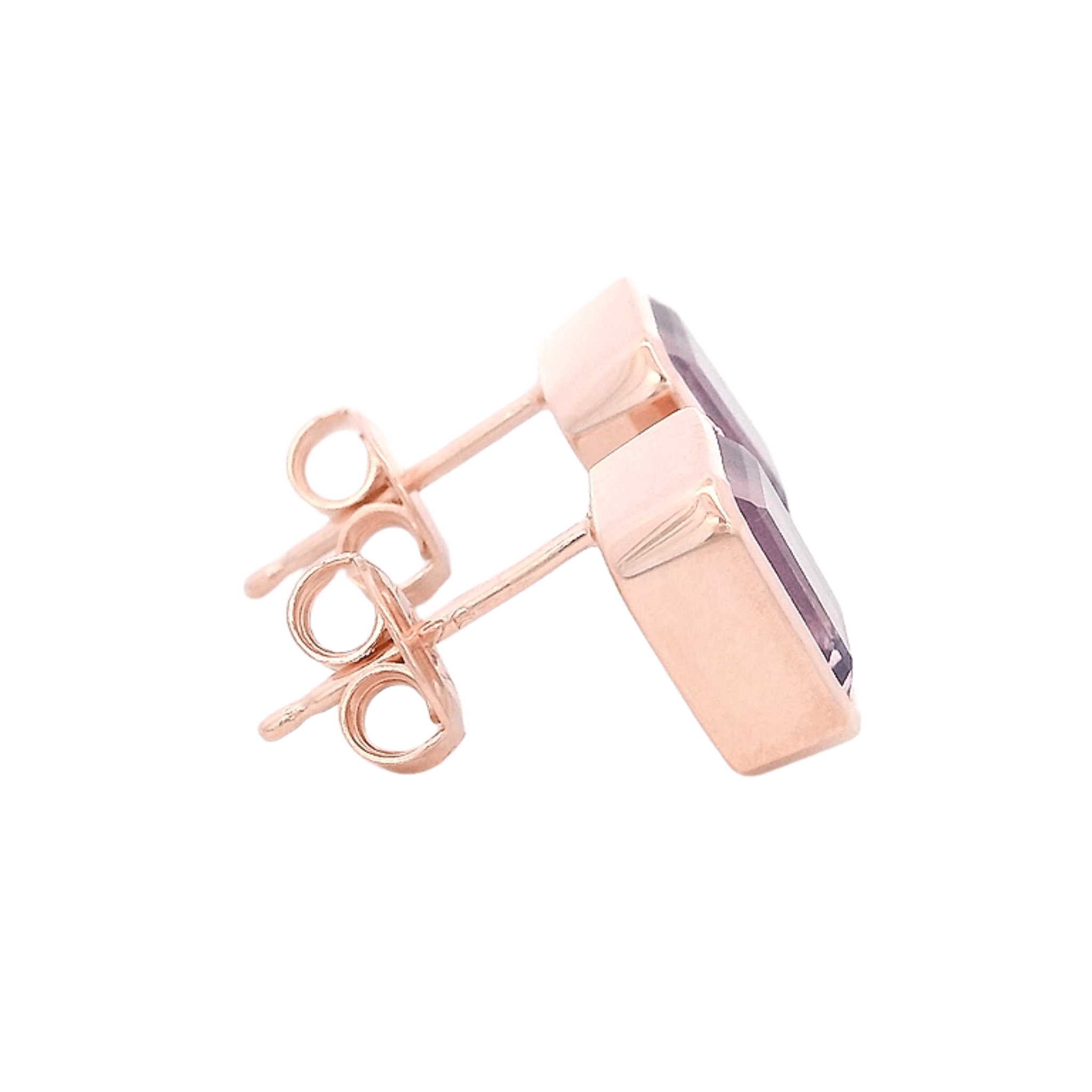 925RG SOLITARY BAGUETTE AMETHYST BEZEL 9MM EARRINGS - C'SANTOS