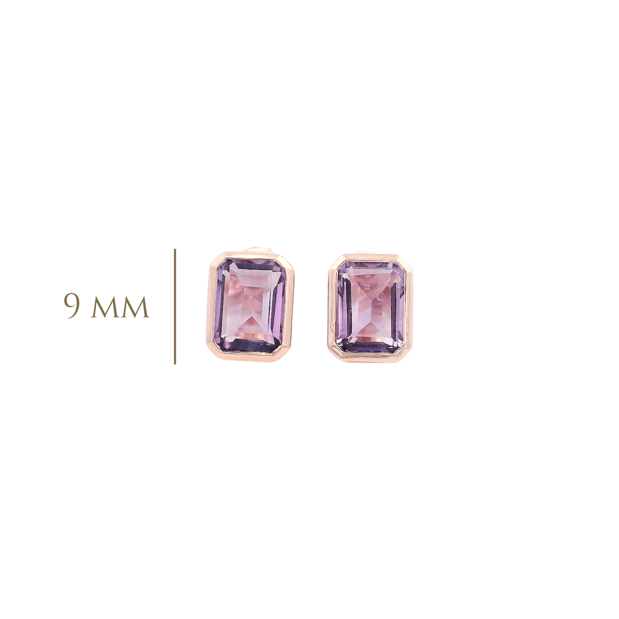 925RG SOLITARY BAGUETTE AMETHYST BEZEL 9MM EARRINGS - C'SANTOS