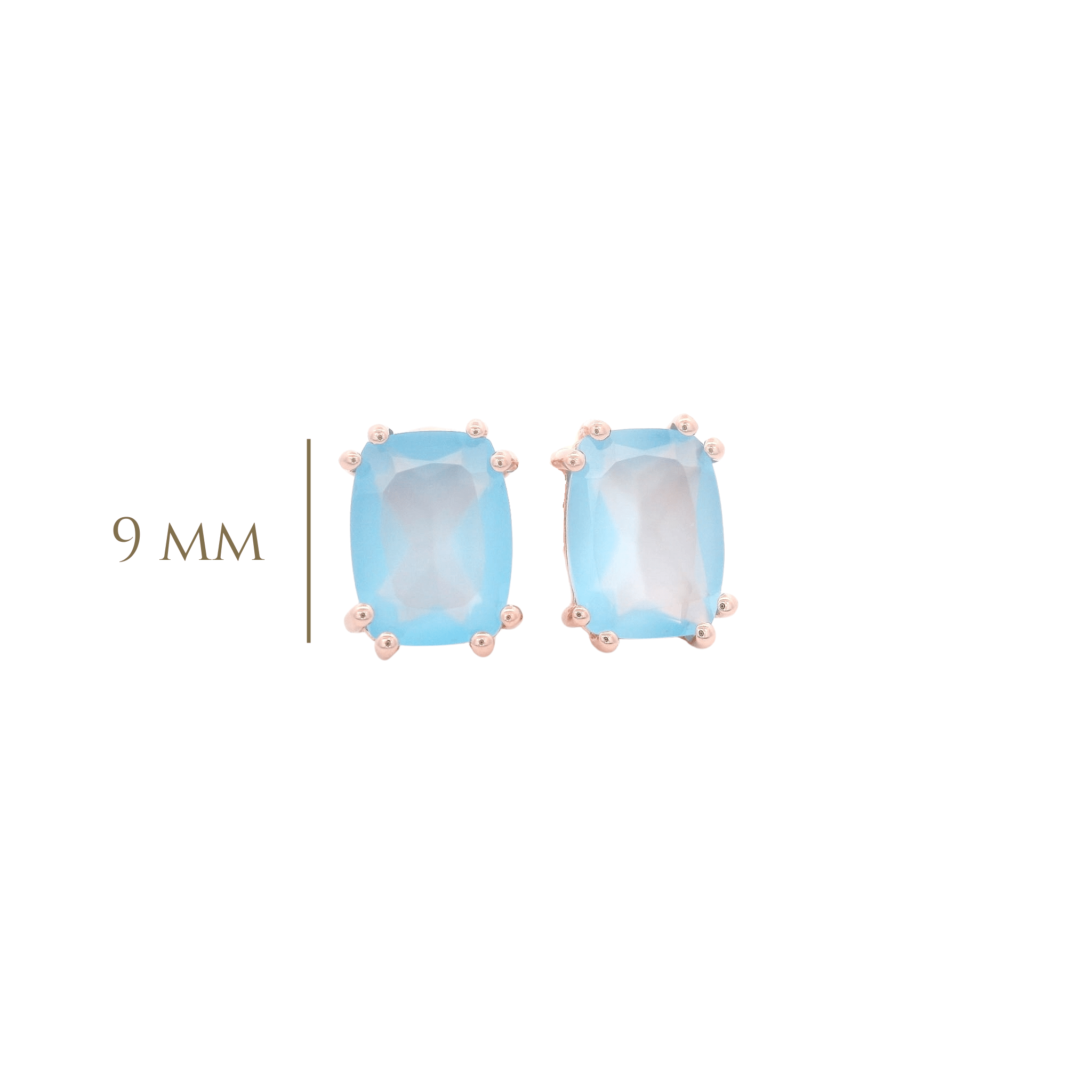 925RG SOLITARY BAGUETTE CHALCEDONY BLUE 9MM EARRINGS - C'SANTOS