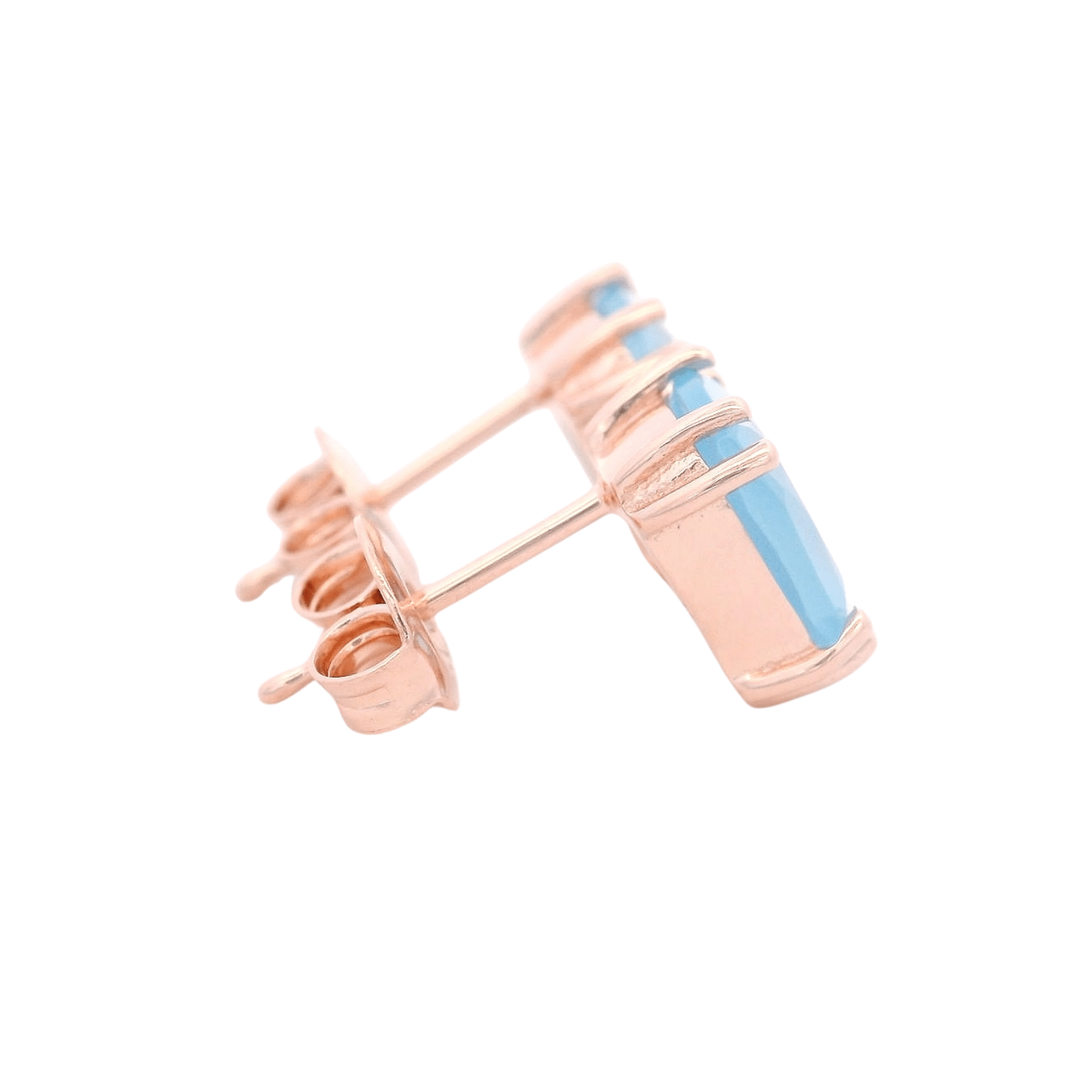 925RG SOLITARY BAGUETTE CHALCEDONY BLUE 9MM EARRINGS - C'SANTOS