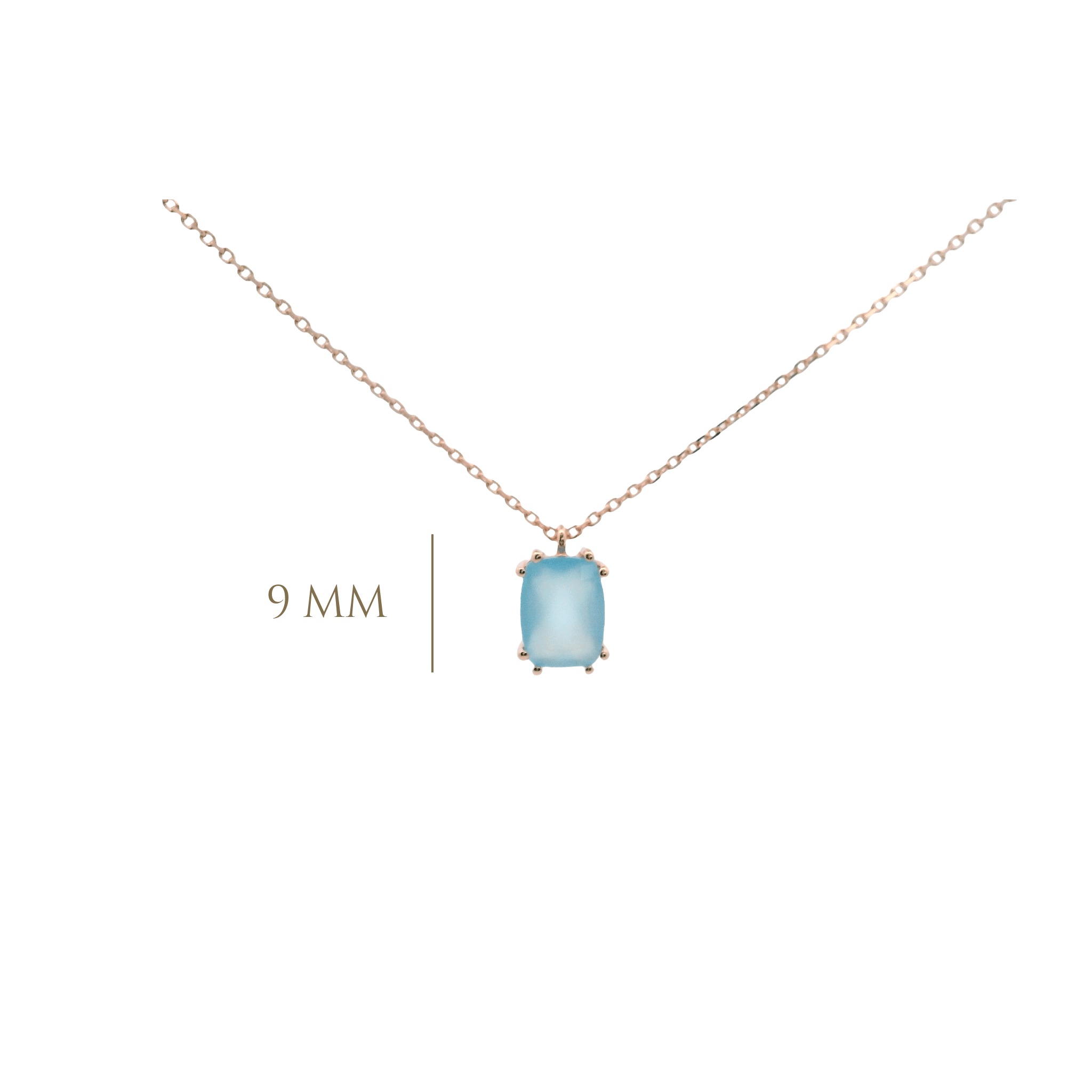 925RG SOLITARY BAGUETTE CHALCEDONY BLUE 9MM NECKLACE - C'SANTOS