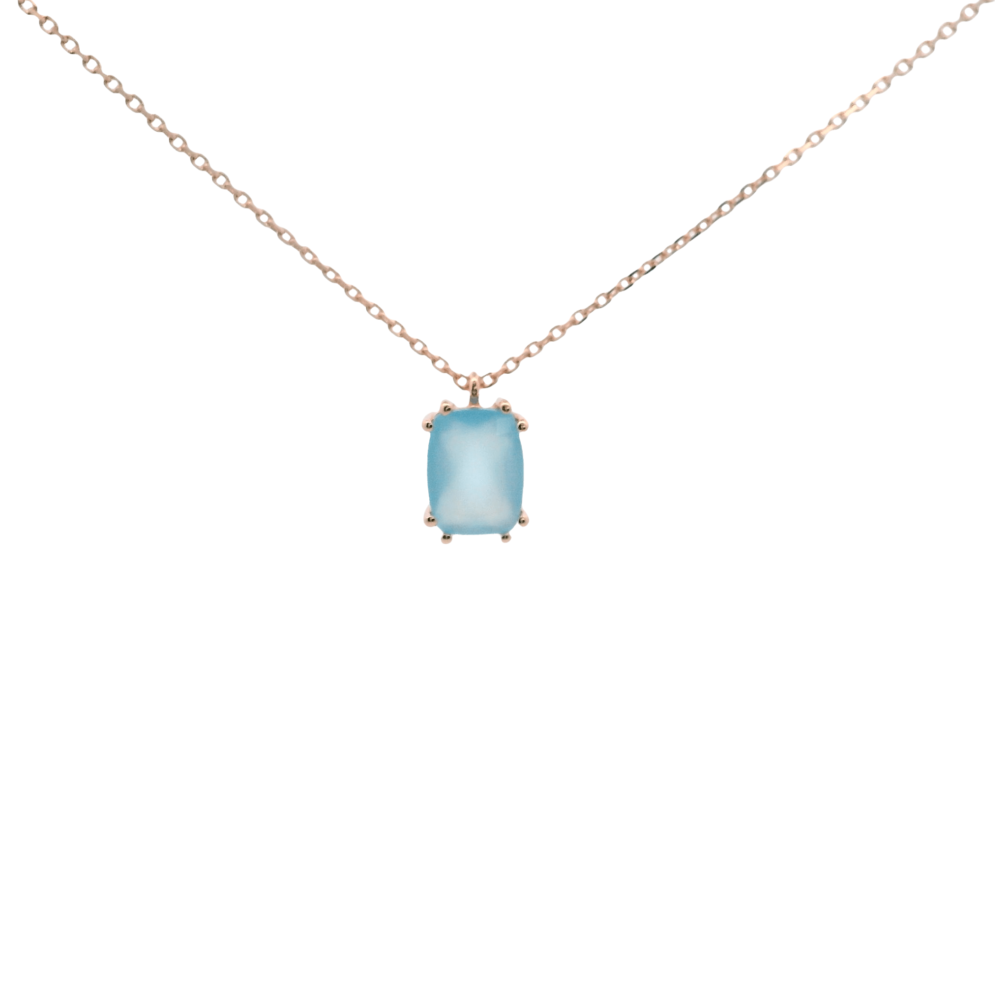 925RG SOLITARY BAGUETTE CHALCEDONY BLUE 9MM NECKLACE - C'SANTOS