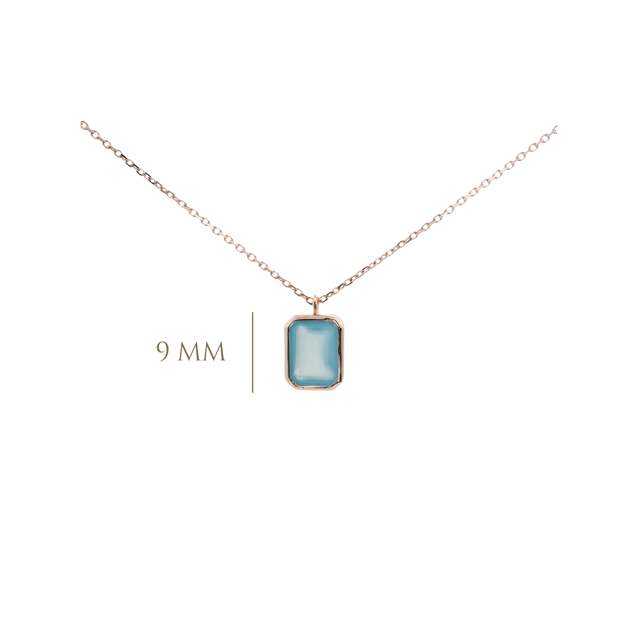 925RG SOLITARY BAGUETTE CHALCEDONY BLUE BEZEL 9MM NECKLACE - C'SANTOS