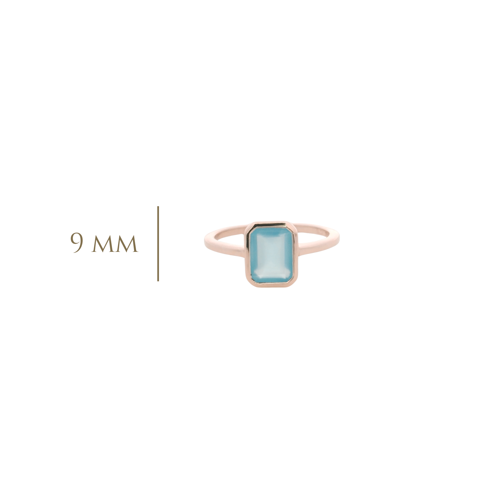 925RG SOLITARY BAGUETTE CHALCEDONY BLUE BEZEL 9MM RING T6.5 - C'SANTOS