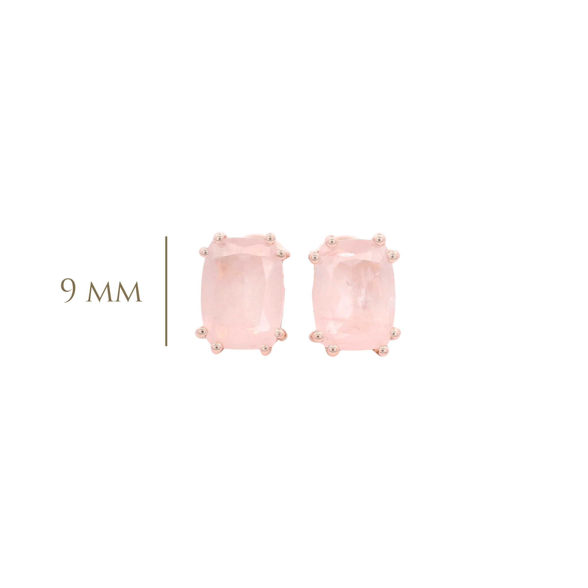 925RG SOLITARY BAGUETTE ROSE QUARTZ OPAQUE 9MM EARRINGS - C'SANTOS