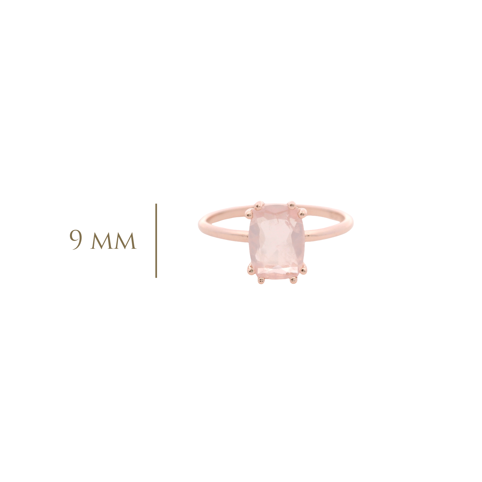 925RG SOLITARY BAGUETTE ROSE QUARTZ OPAQUE 9MM RING T6.5 - C'SANTOS