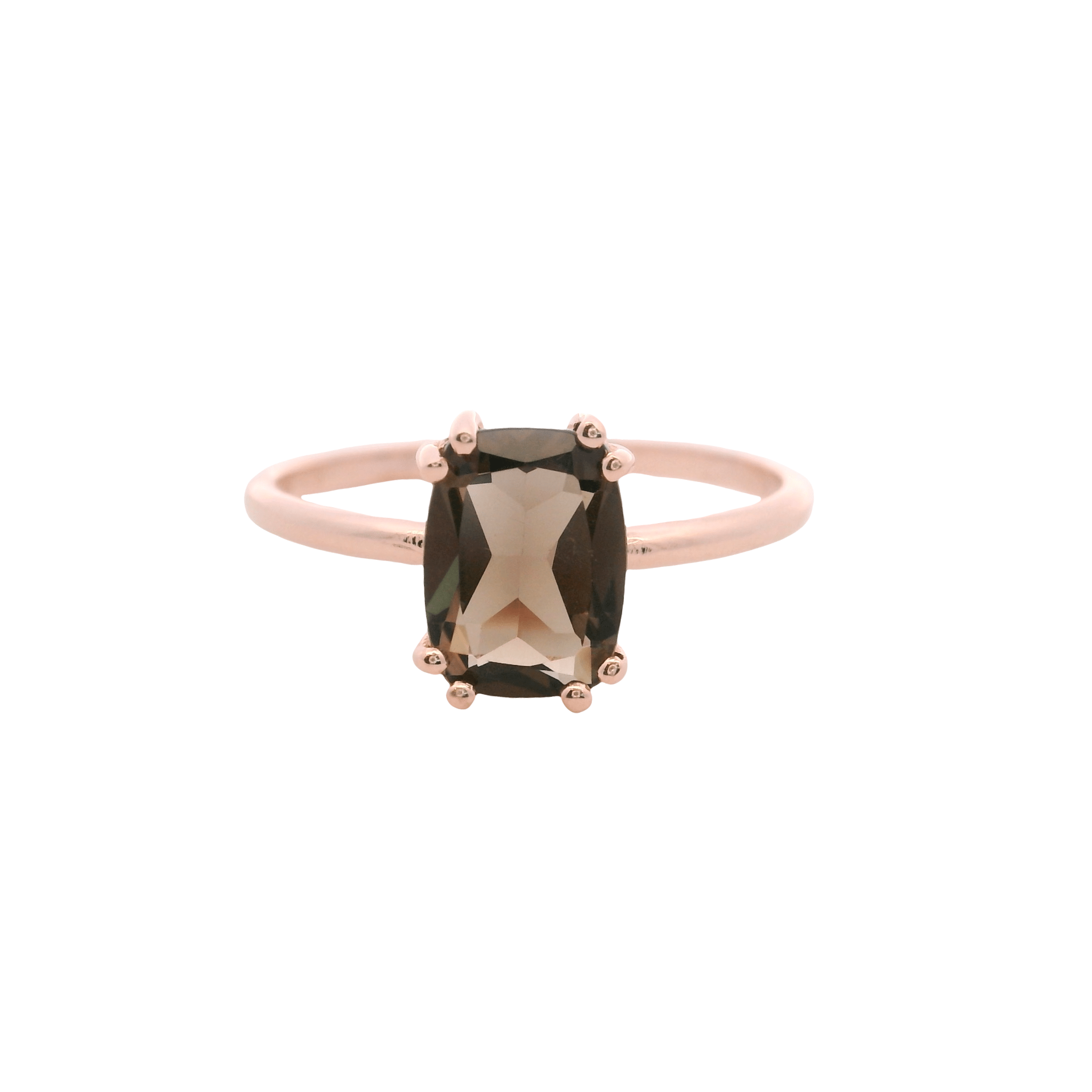 925RG SOLITARY BAGUETTE SMOKY QUARTZ 9MM RING T6.5 - C'SANTOS