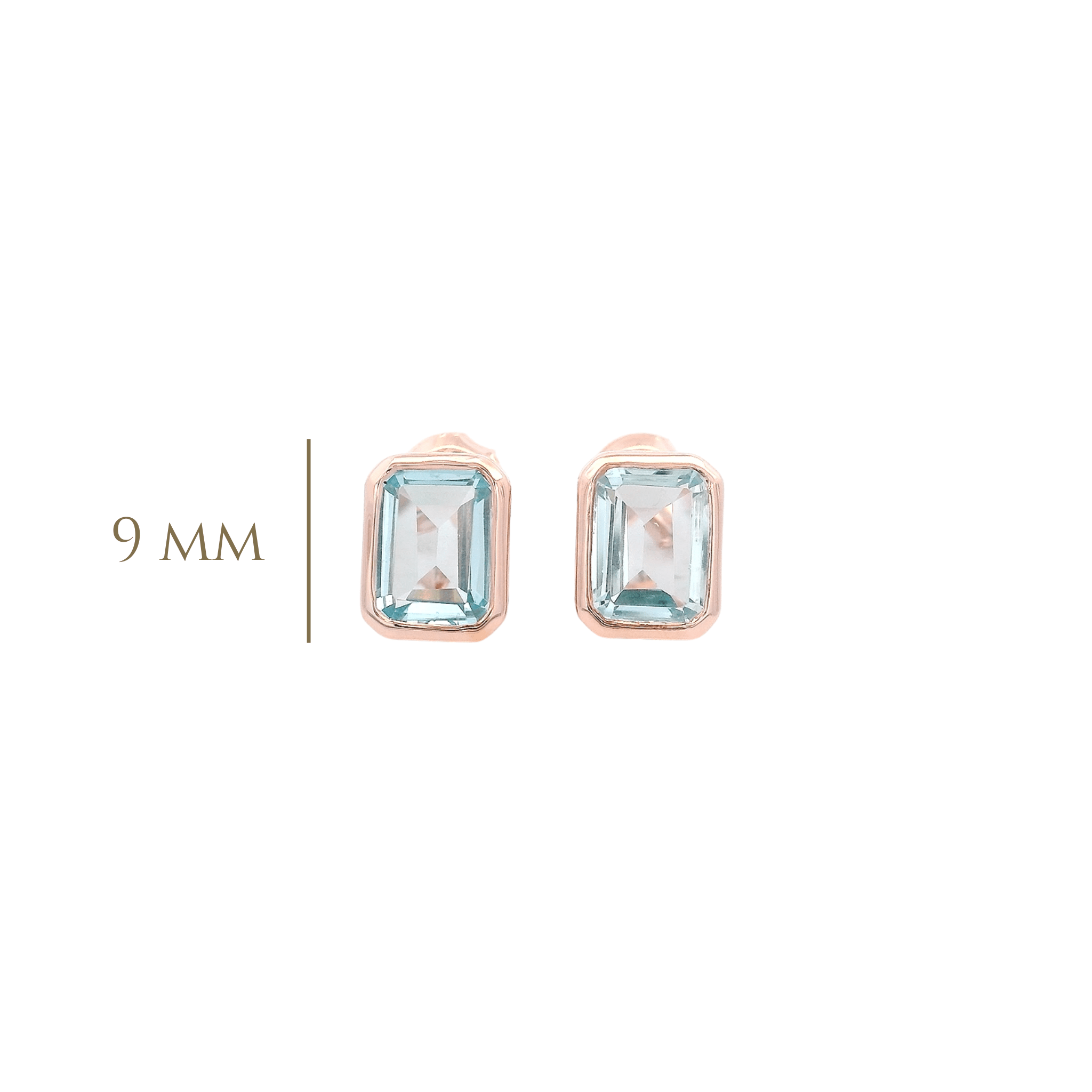 925RG SOLITARY BAGUETTE TOPAZ BLUE SKY BEZEL 9MM EARRINGS - C'SANTOS