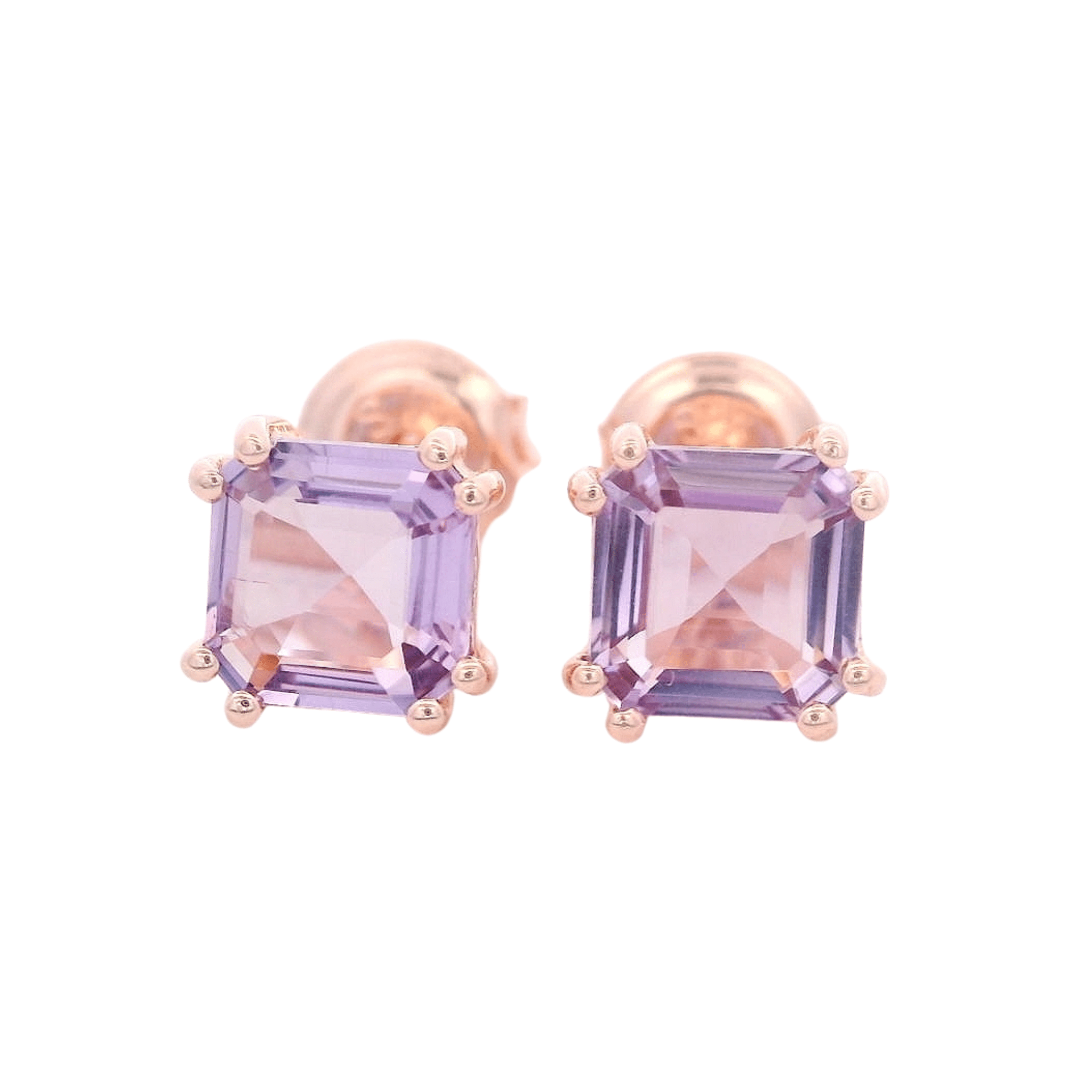 925RG SOLITARY CUSHION AMETHYST 7MM EARRINGS - C'SANTOS