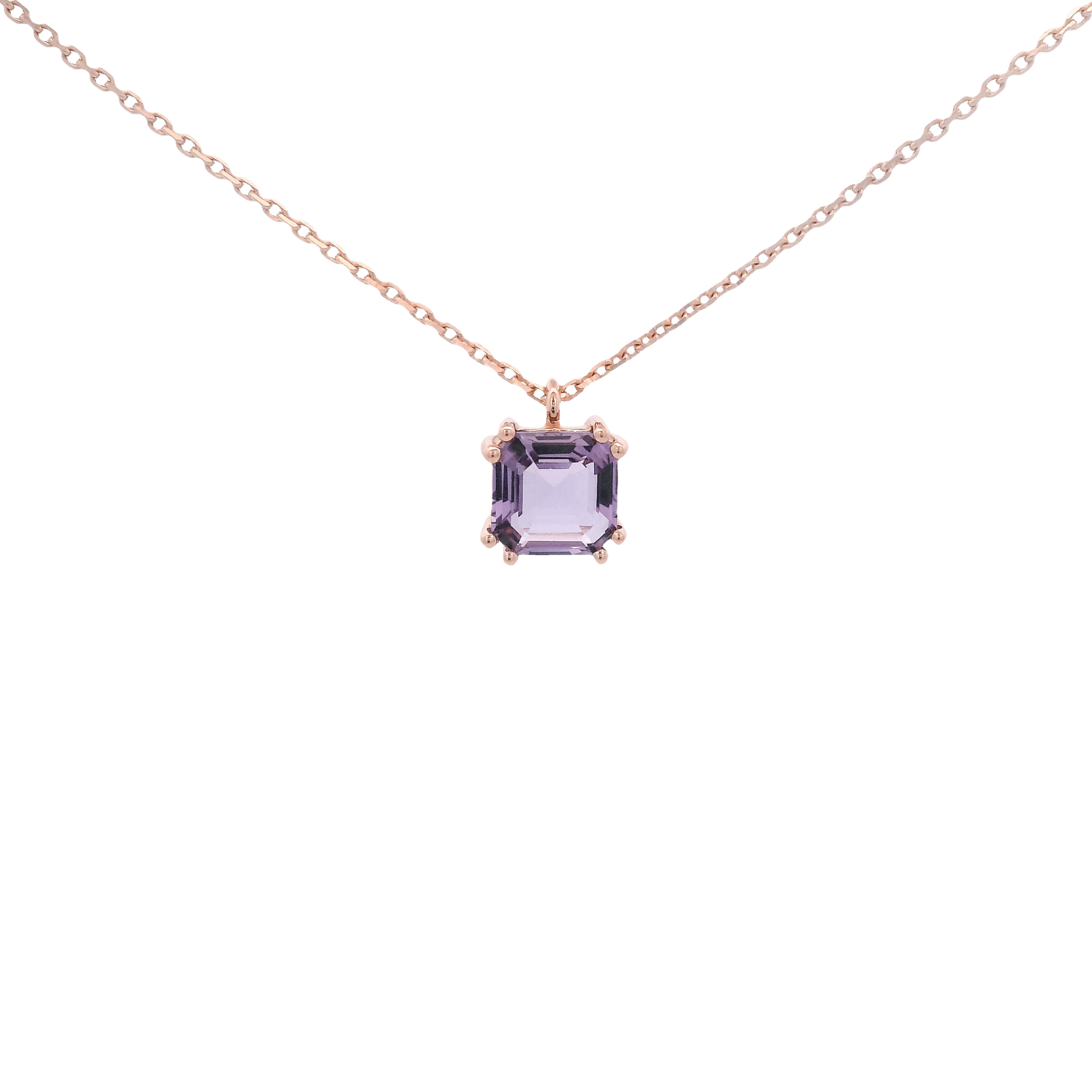 925RG SOLITARY CUSHION AMETHYST 7MM NECKLACE - C'SANTOS