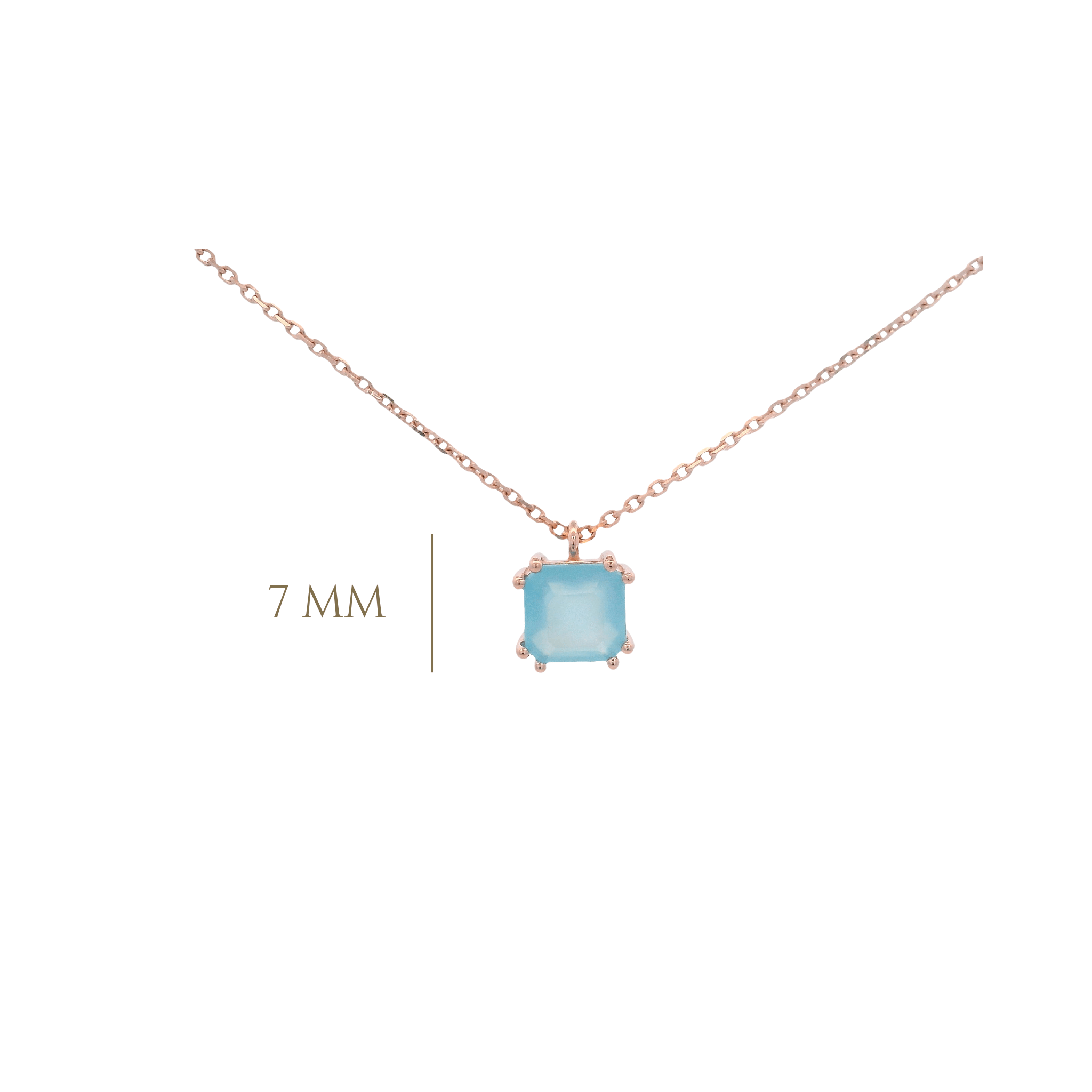 925RG SOLITARY CUSHION CHALCEDONY BLUE 7MM NECKLACE - C'SANTOS
