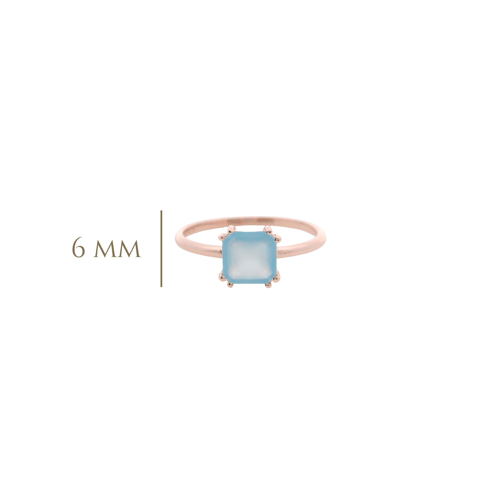 925RG SOLITARY CUSHION CHALCEDONY BLUE 7MM RING T6.5 - C'SANTOS