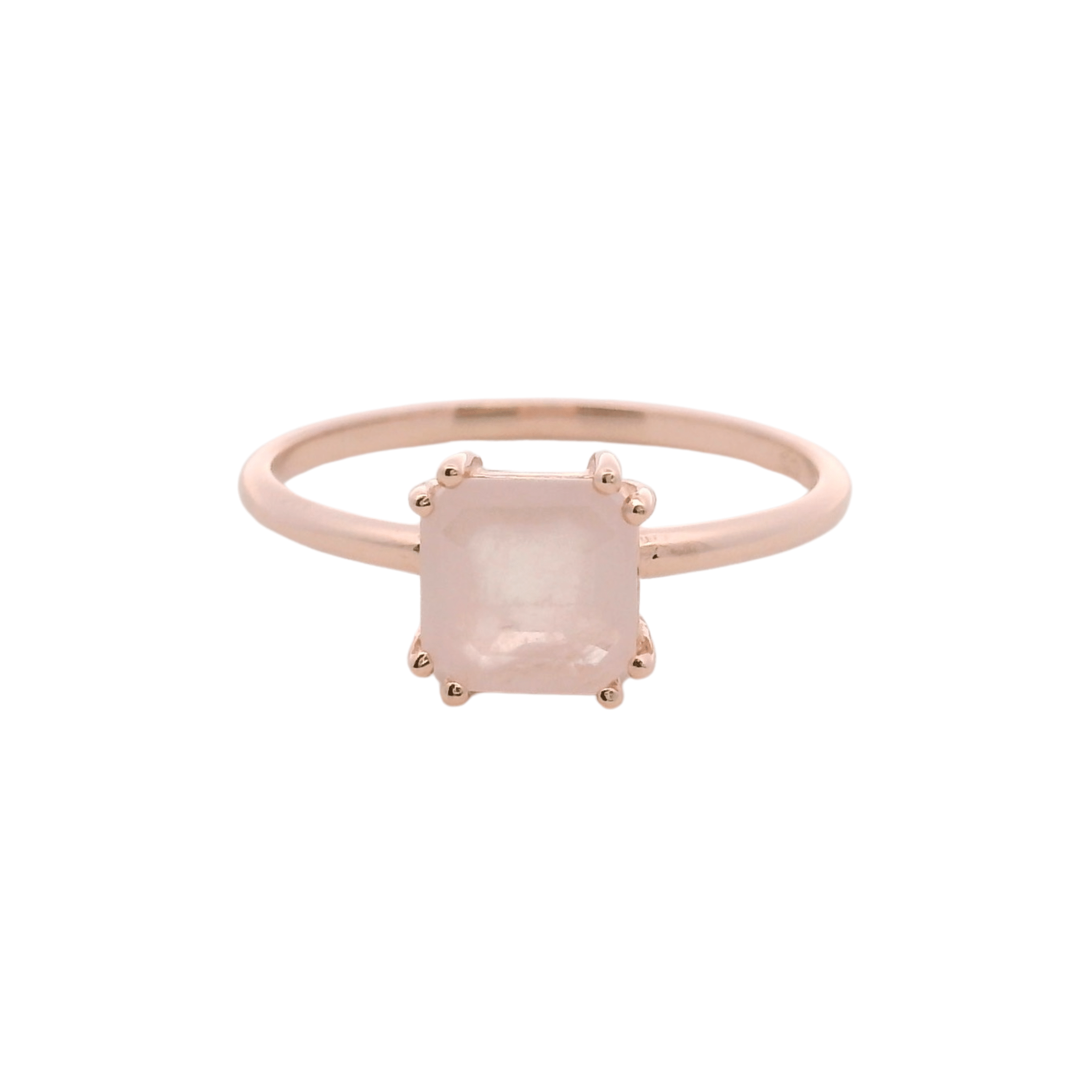 925RG SOLITARY CUSHION ROSE QUARTZ OPAQUE 7MM RING T6.5 - C'SANTOS