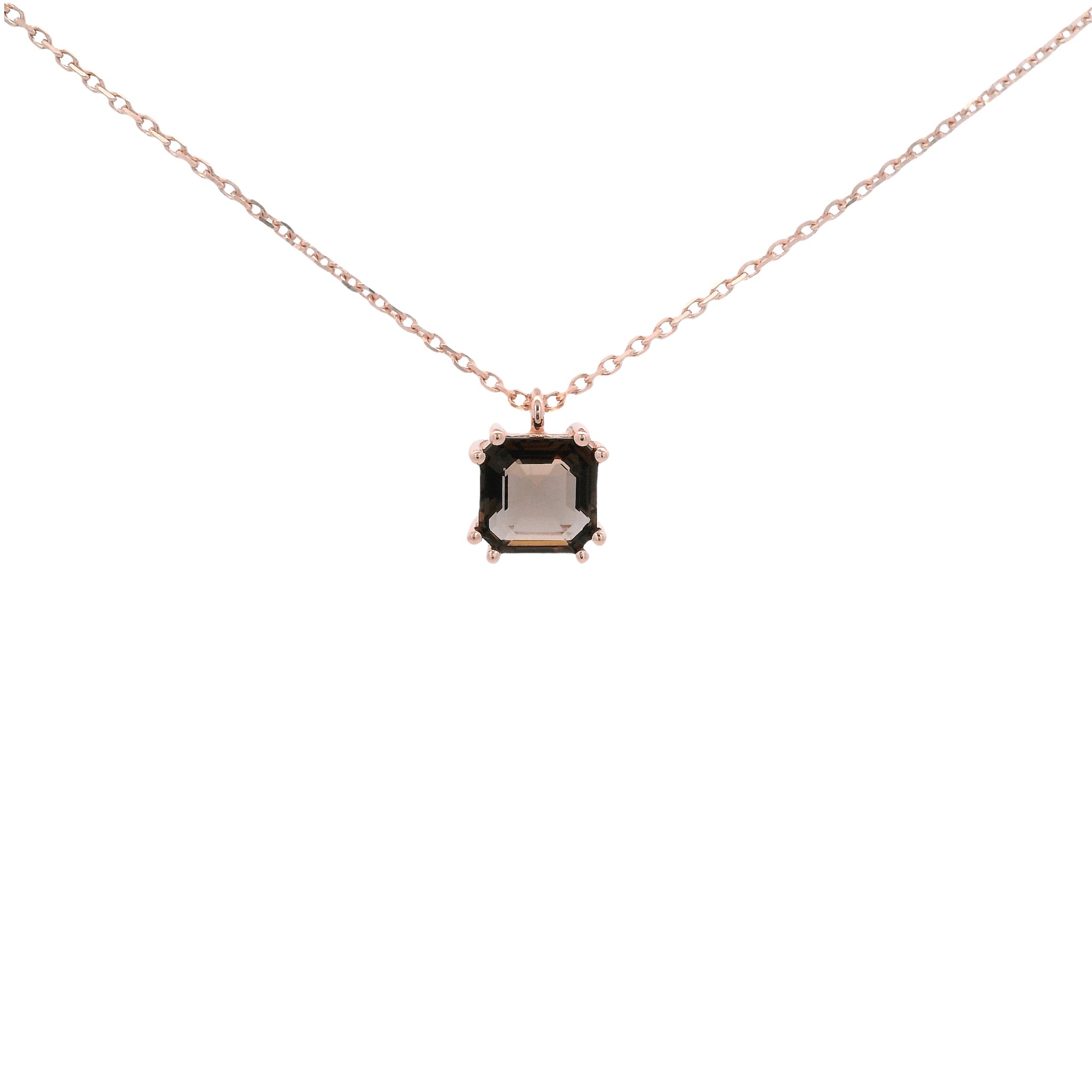 925RG SOLITARY CUSHION SMOKY QUARTZ 7MM NECKLACE - C'SANTOS