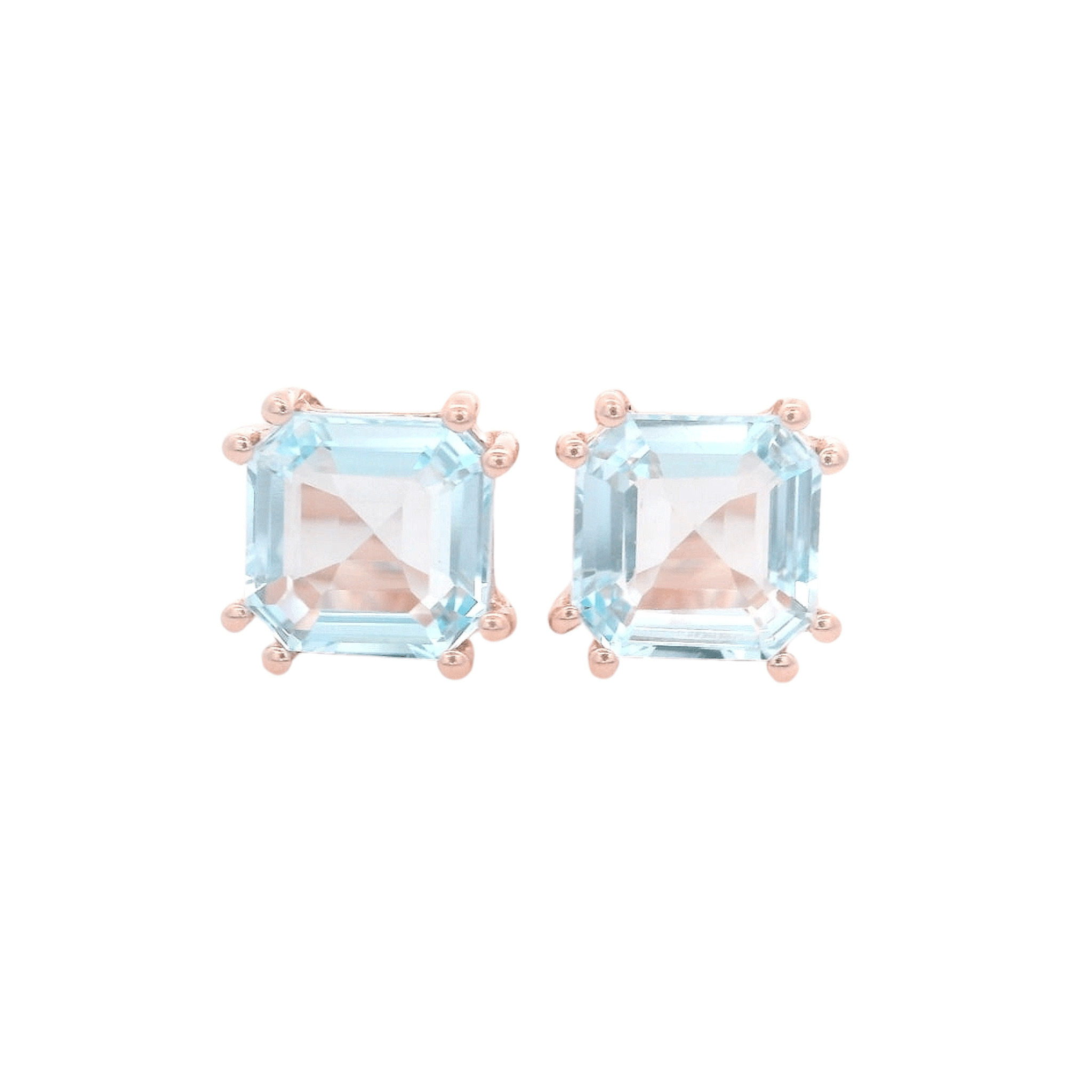 925RG SOLITARY CUSHION TOPAZ BLUE SKY 7MM EARRINGS - C'SANTOS