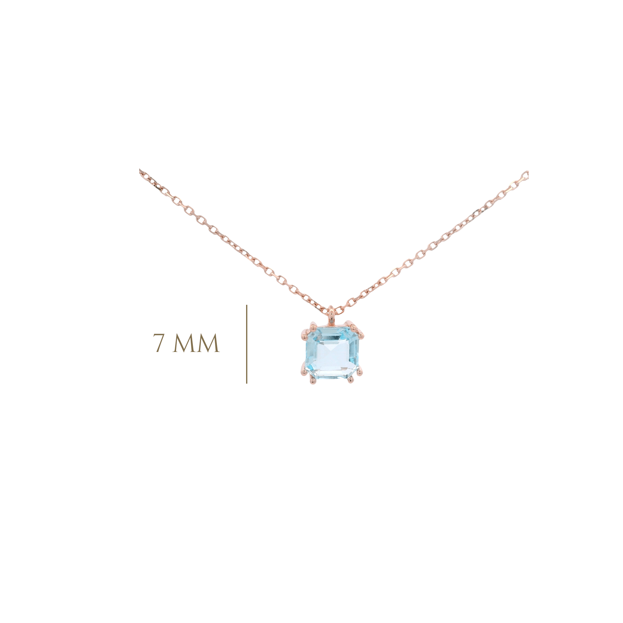925RG SOLITARY CUSHION TOPAZ BLUE SKY 7MM NECKLACE - C'SANTOS
