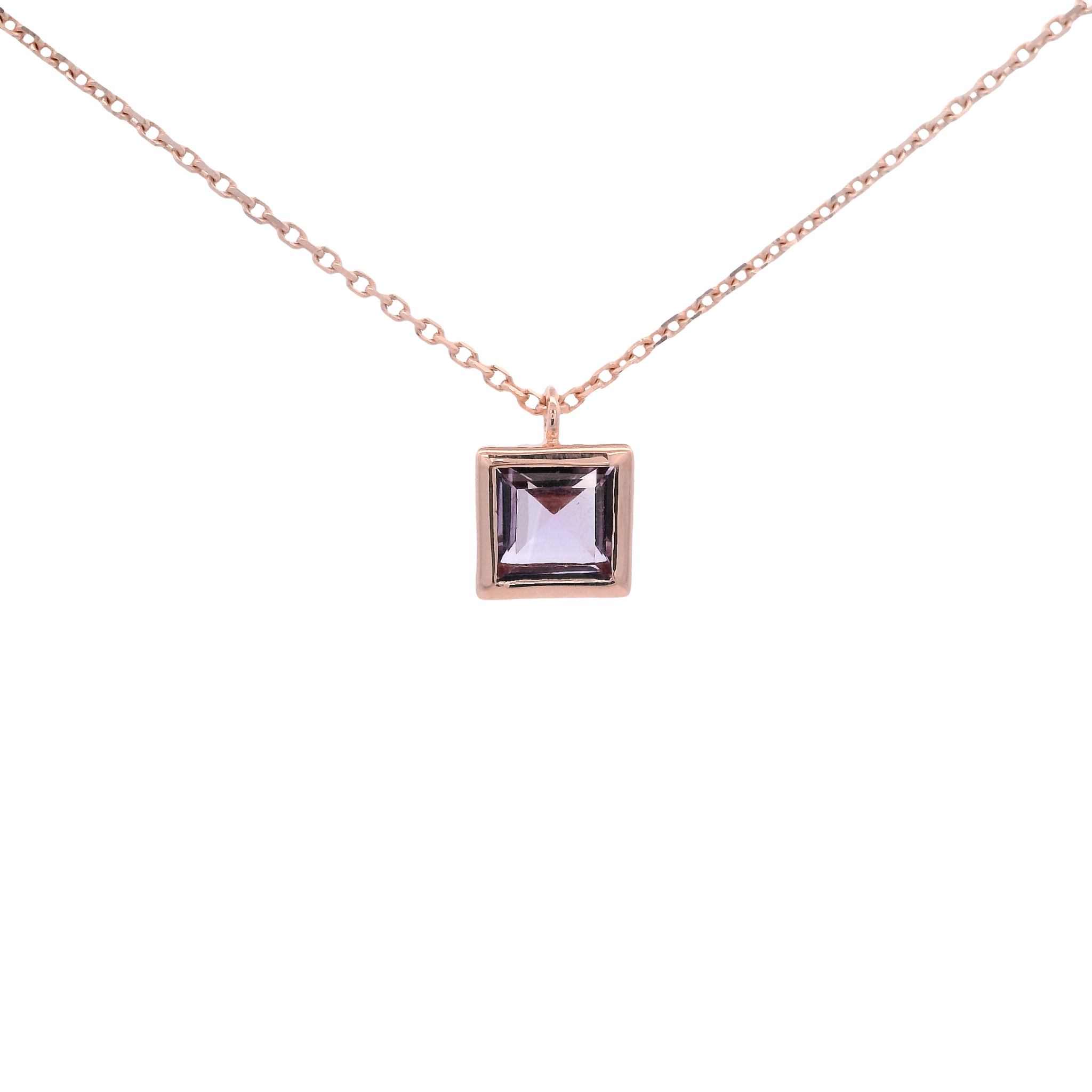 925RG SQUARE BEZEL AMETHYST NECKLACE - C'SANTOS
