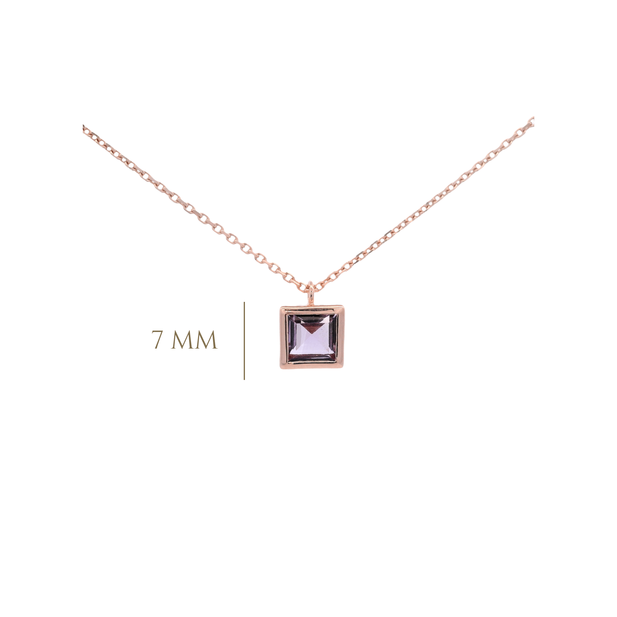 925RG SQUARE BEZEL AMETHYST NECKLACE - C'SANTOS