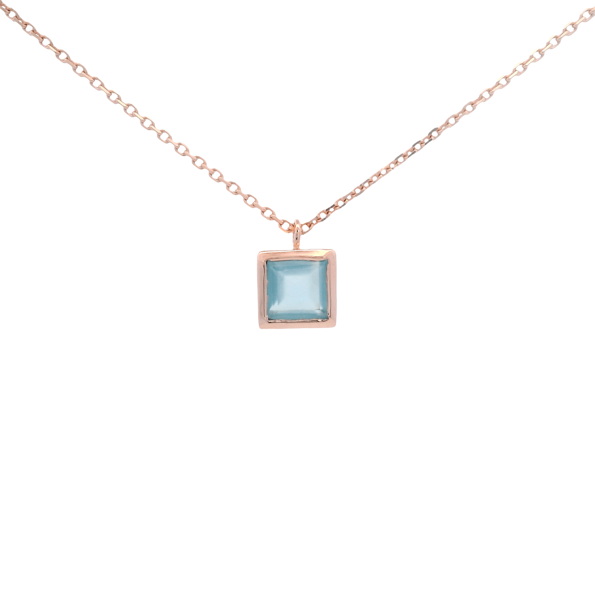 925RG SQUARE BEZEL CHALCEDONY BLUE NECKLACE - C'SANTOS