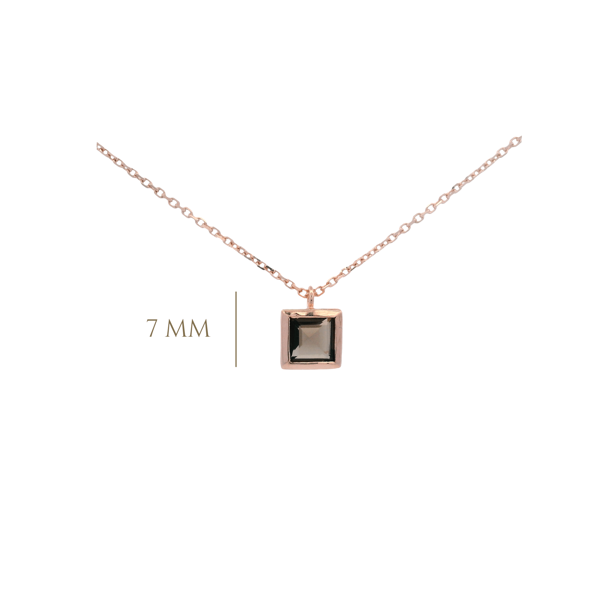 925RG SQUARE BEZEL SMOKY QUARTZ NECKLACE - C'SANTOS