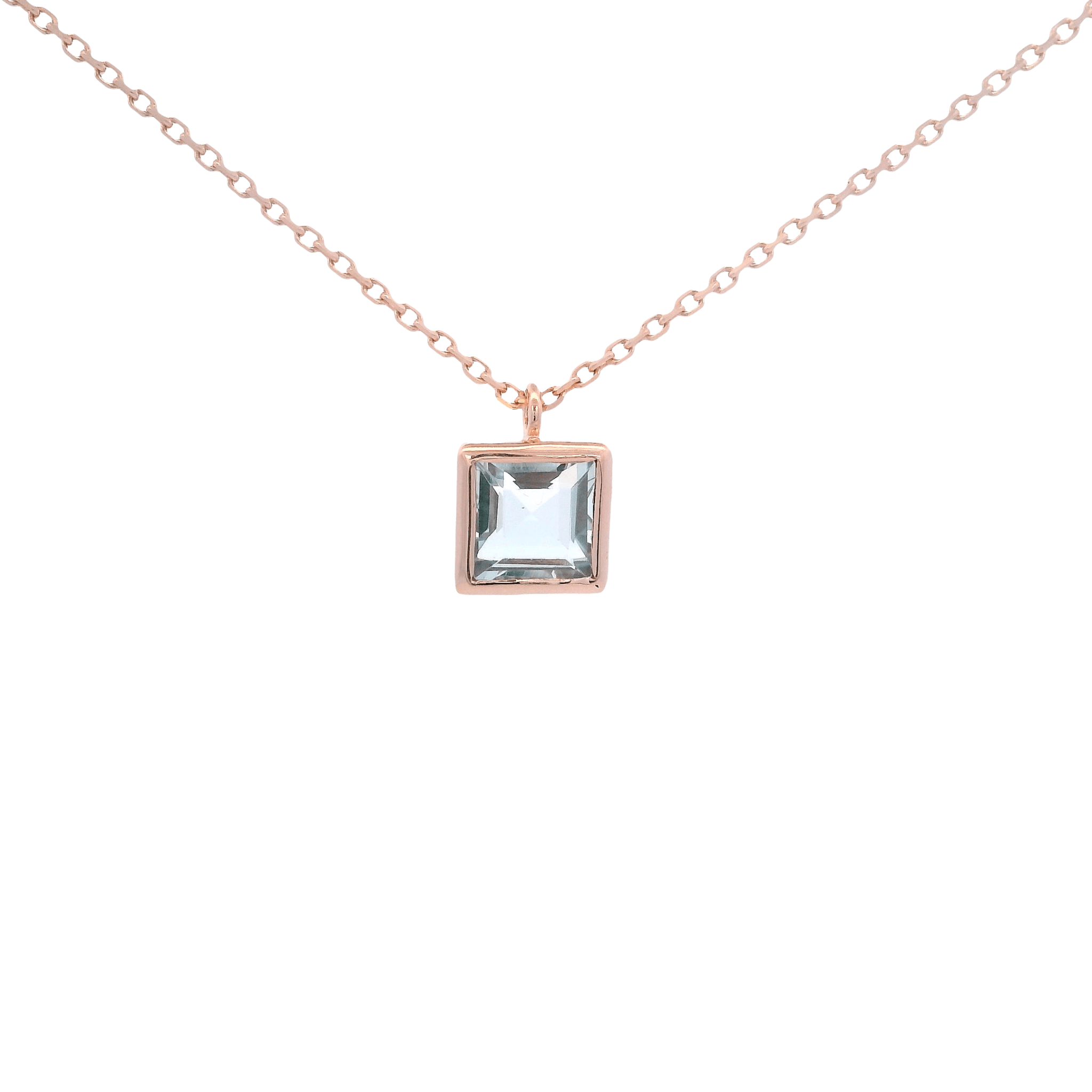 925RG SQUARE BEZEL WITH TOPAZ BLUE SKY NECKLACE - C'SANTOS