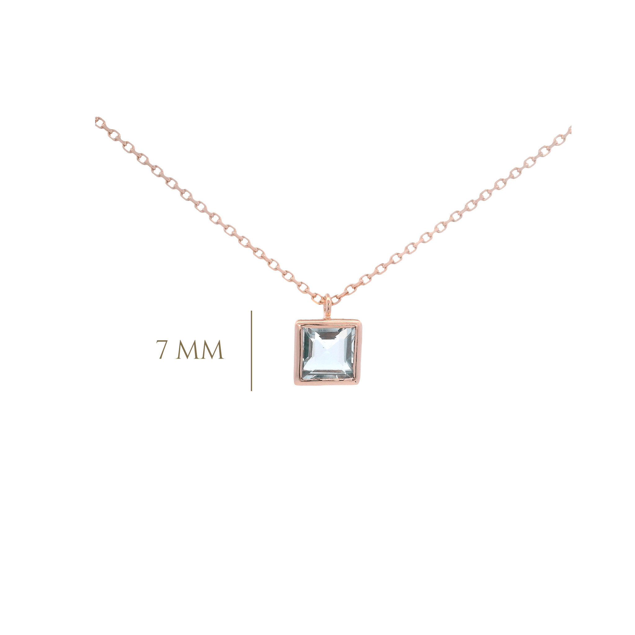 925RG SQUARE BEZEL WITH TOPAZ BLUE SKY NECKLACE - C'SANTOS