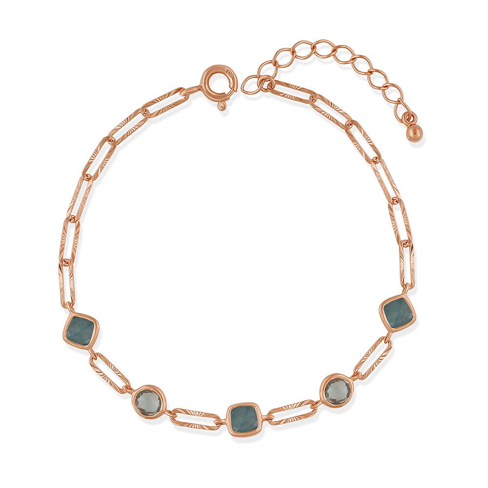 925RG STATION BEZEL AQUA TOPAZ BLUE BRACELET - C'SANTOS