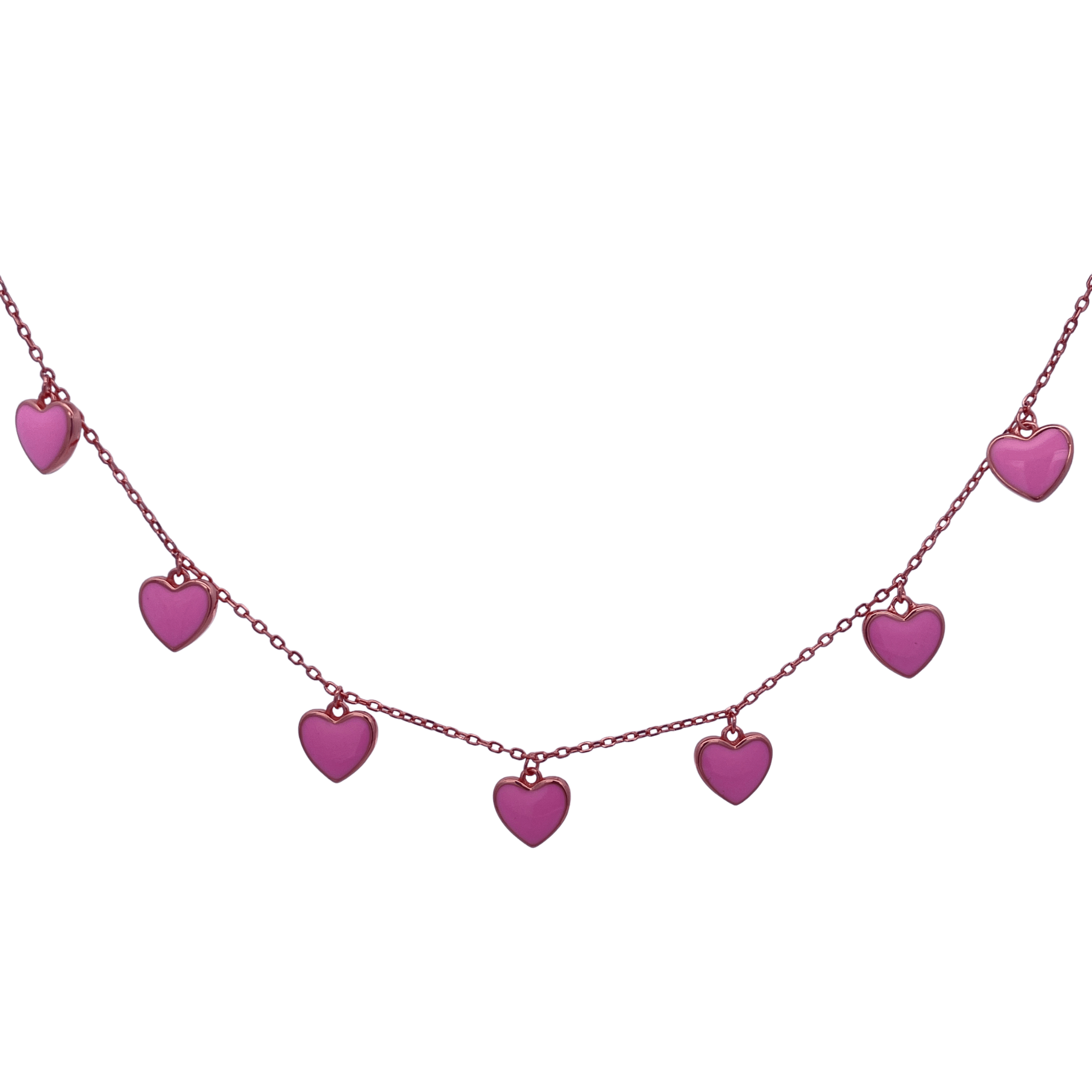 925RG STATION HEART PINK ENAMEL NECKLACE - C'SANTOS