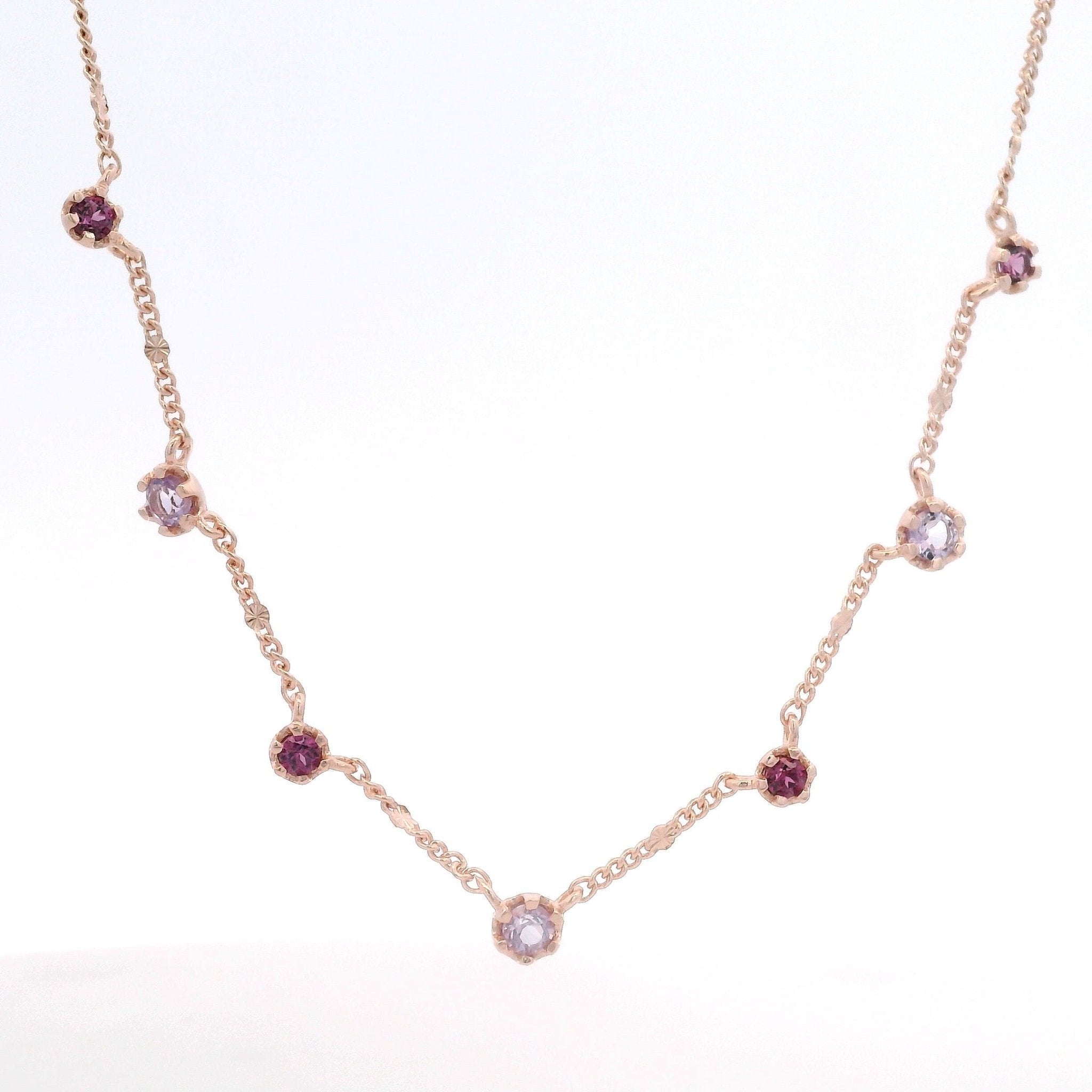 925RG STATION MINI AMETHYST WITH GARNET NECKLACE - C'SANTOS