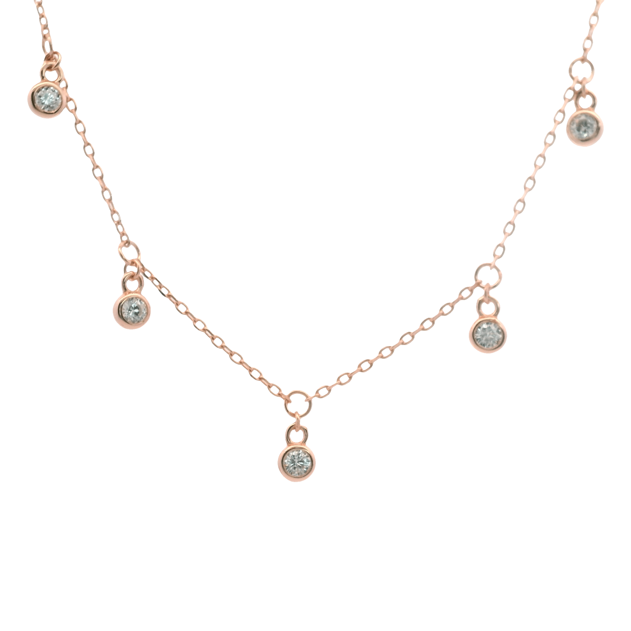 925RG STATION MINI BEZEL CZ NECKLACE - C'SANTOS