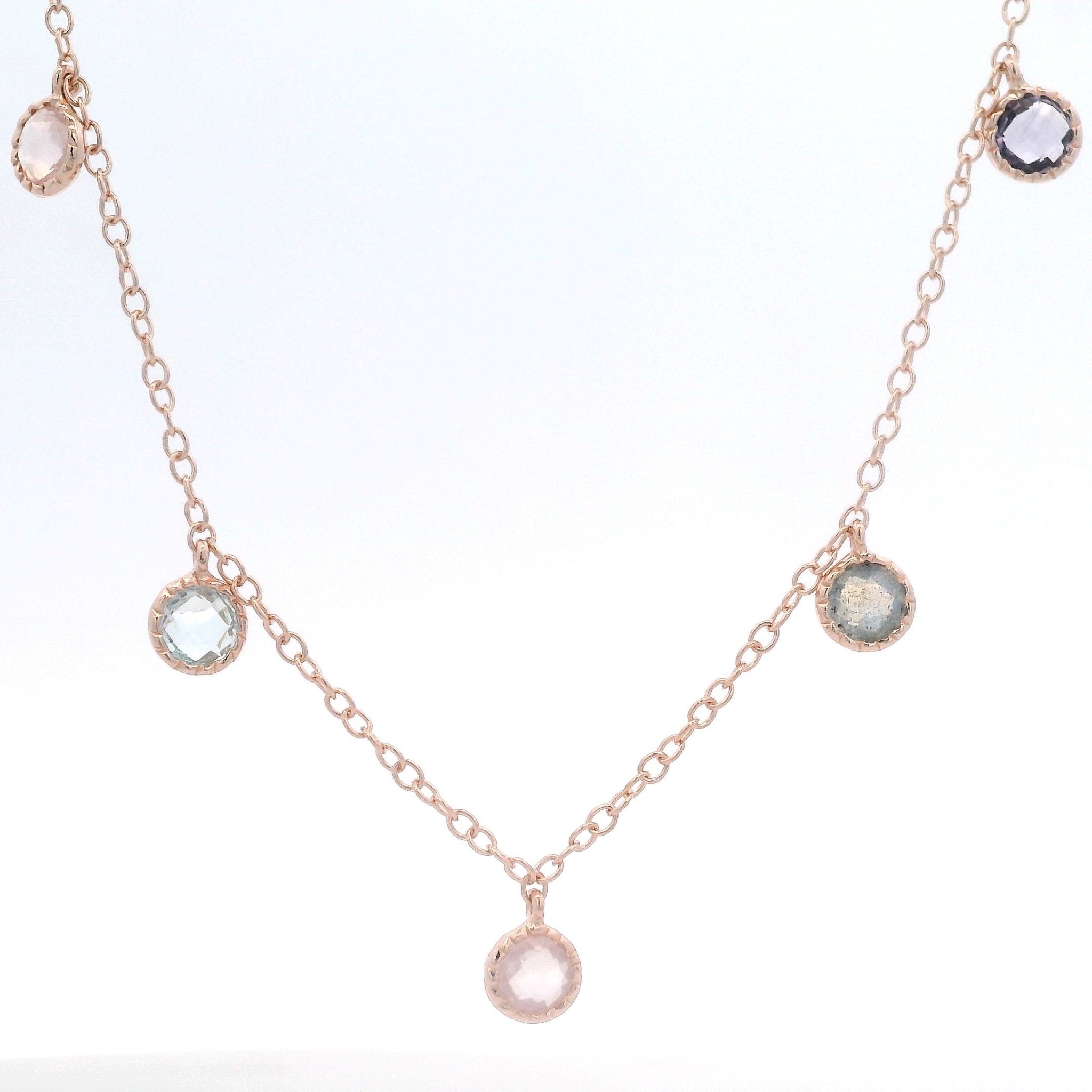 925RG STATION MIX STONE LIGHT NECKLACE - C'SANTOS