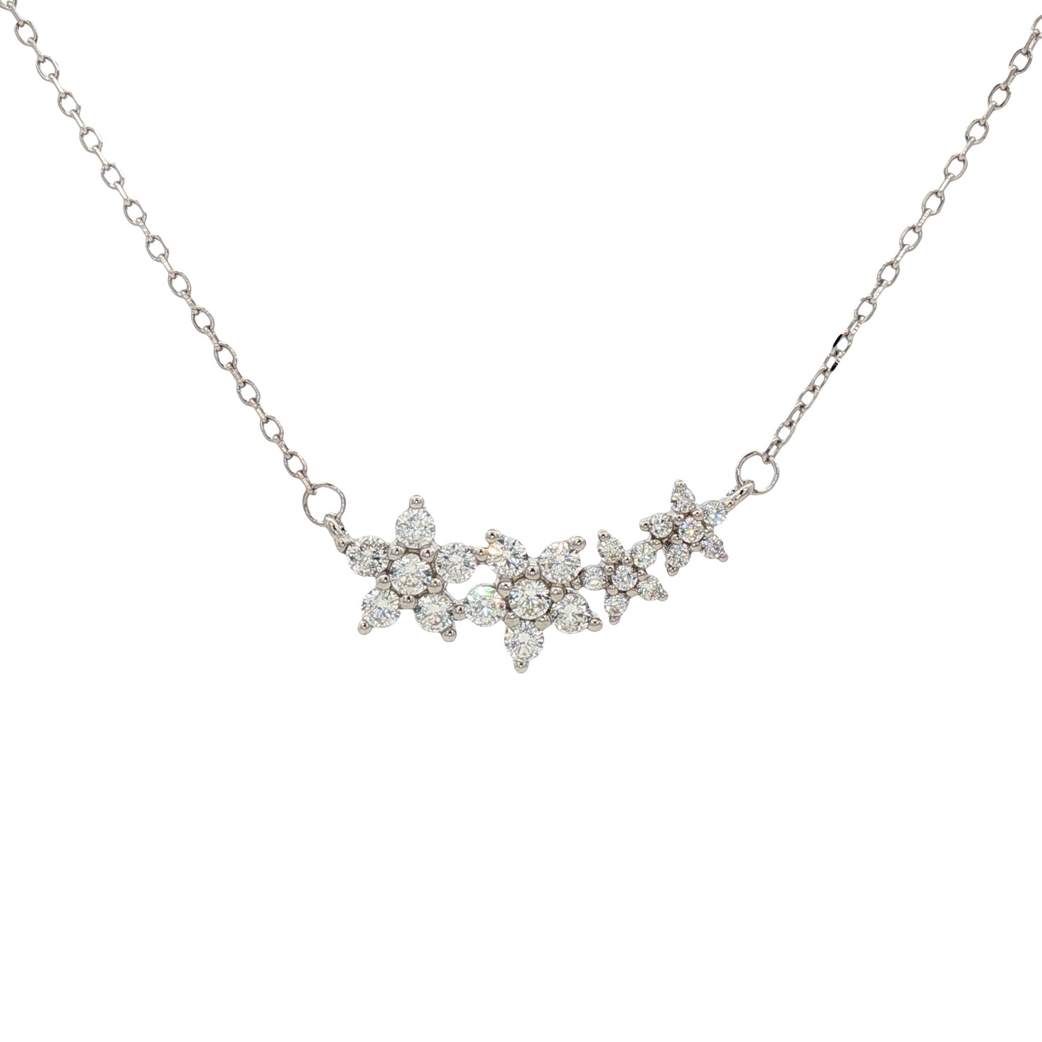925SL 4 FLOWER WHITE CZ NECKLACE - C'SANTOS