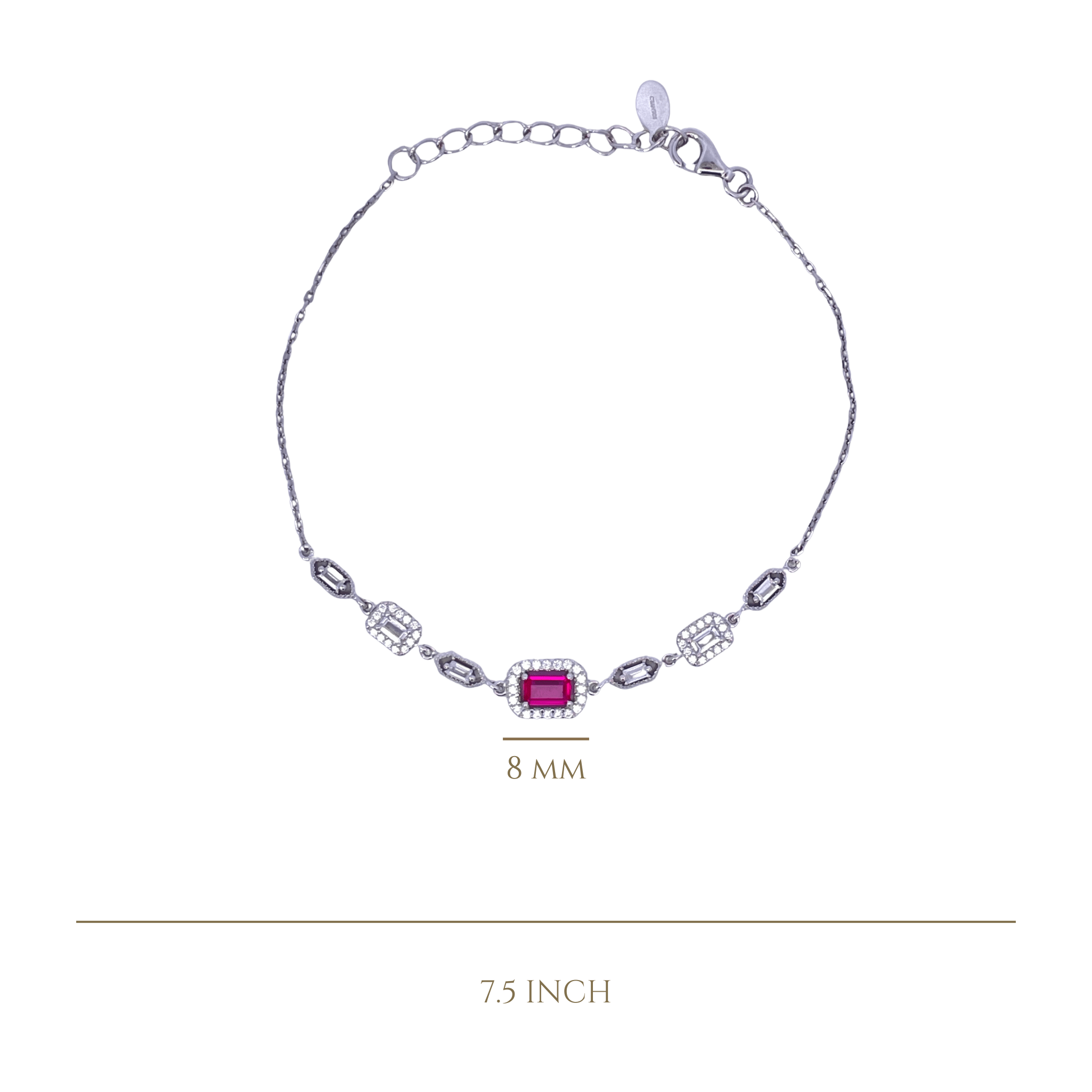 925SL BAR BAGUETTES CZ FUSHIA BRACELET - C'SANTOS