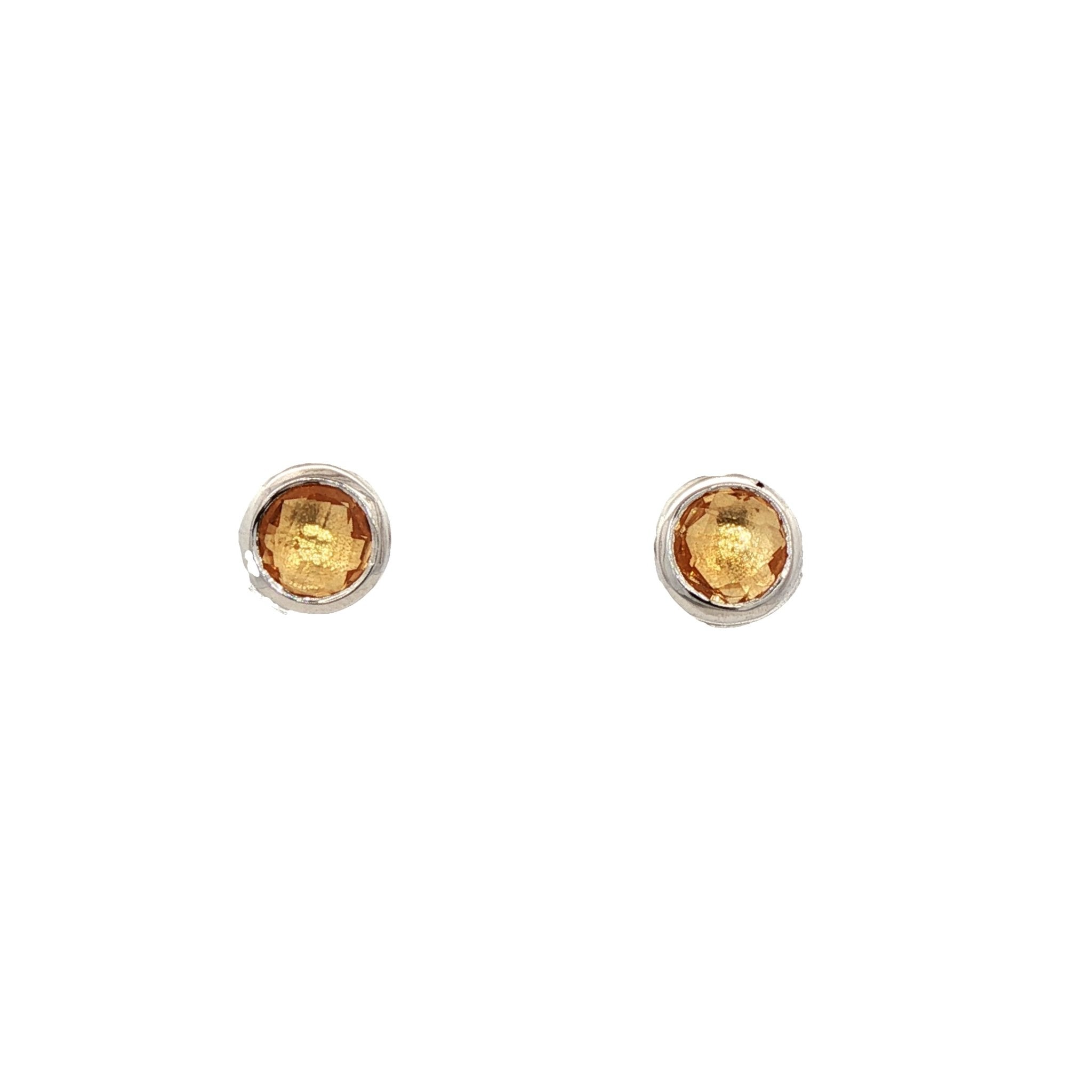 925SL BEZEL CITRINE SOLITARY EARRINGS - C'SANTOS
