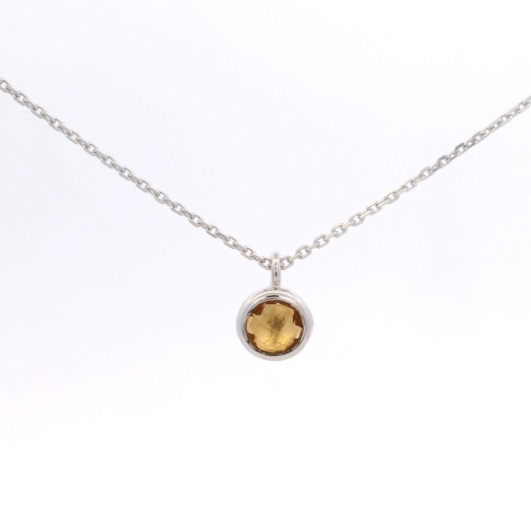 925SL BEZEL CITRINE SOLITARY NECKLACE - C'SANTOS