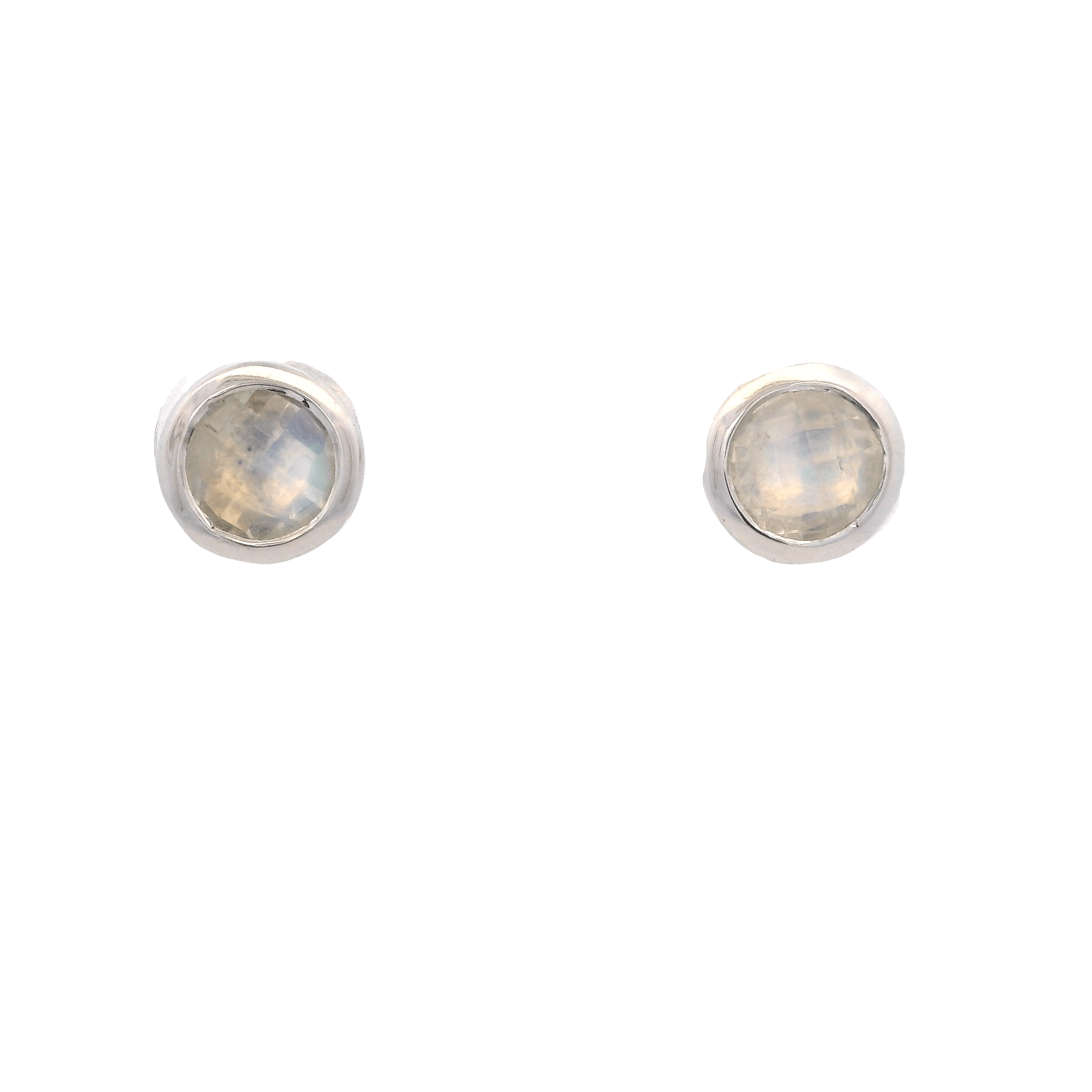 925SL BEZEL MOOSTONE SOLITARY EARRINGS - C'SANTOS
