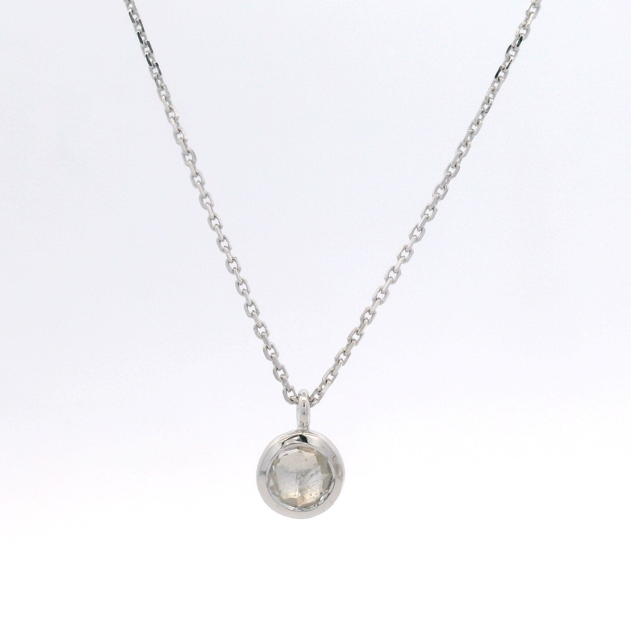 925SL BEZEL ROCK CRYSTAL SOLITARY NECKLACE - C'SANTOS