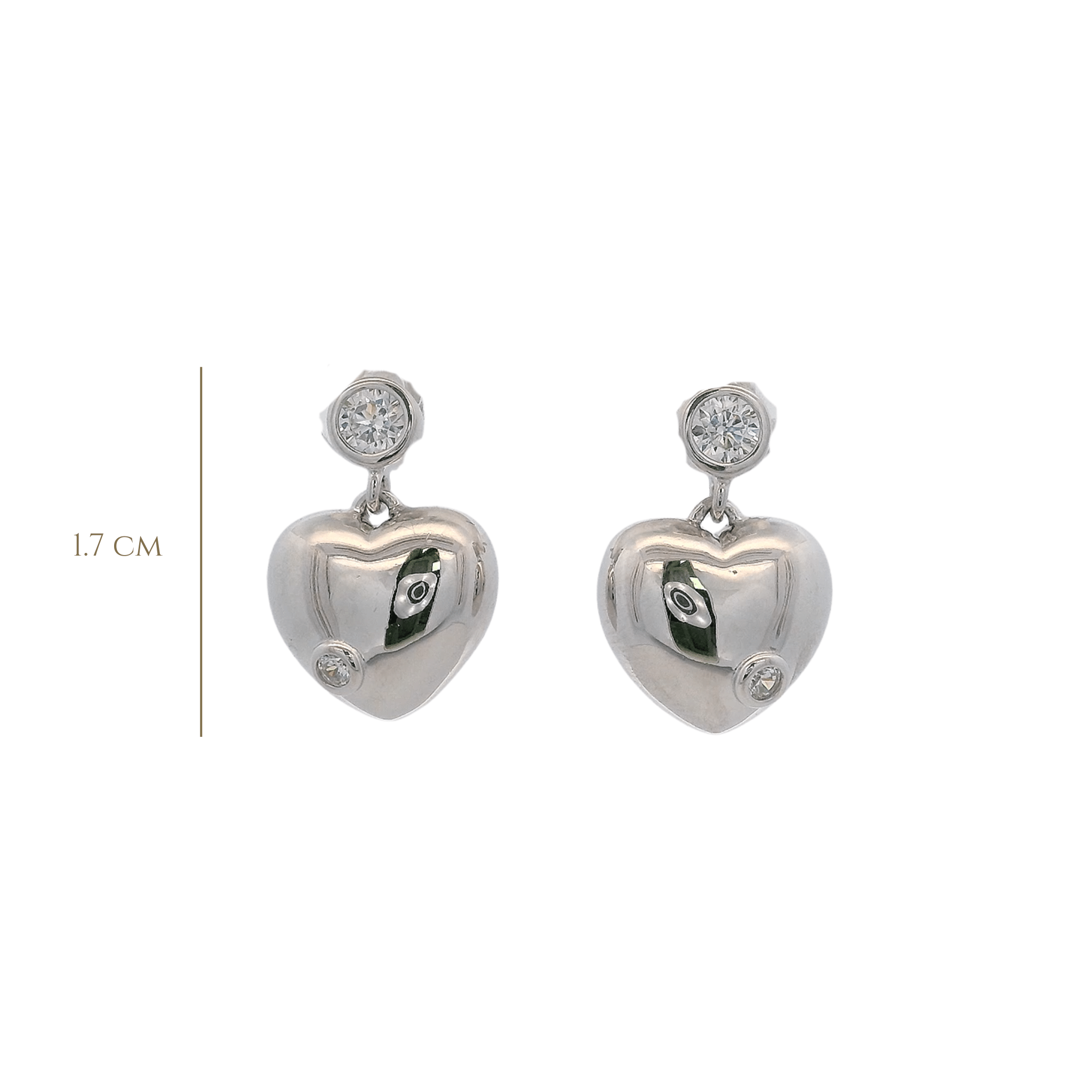 925SL BEZEL WITH HEART SMOOTH EARRINGS - C'SANTOS
