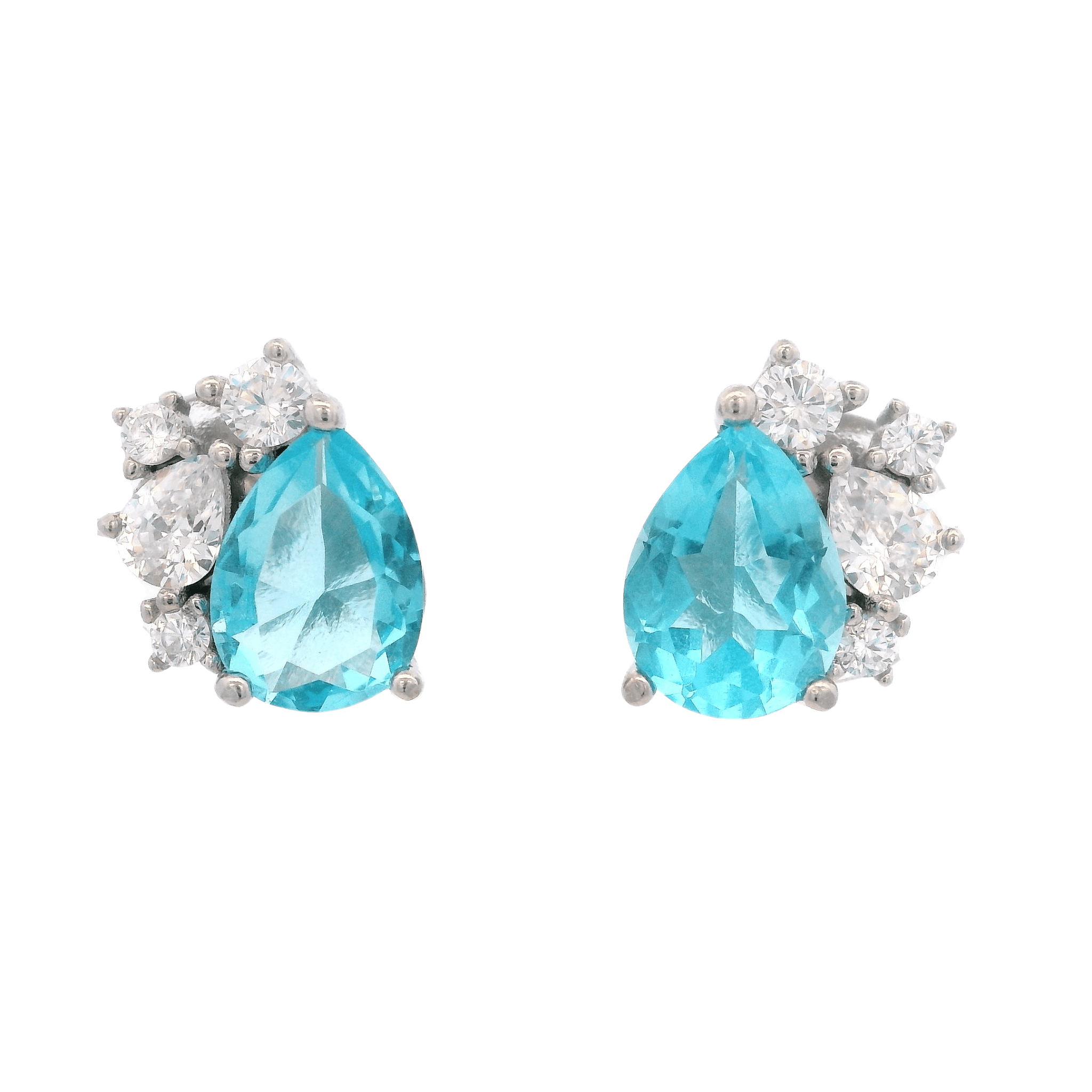 925SL BRIOLETTE AND CLUSTER EARRINGS CZ BLUE - C'SANTOS