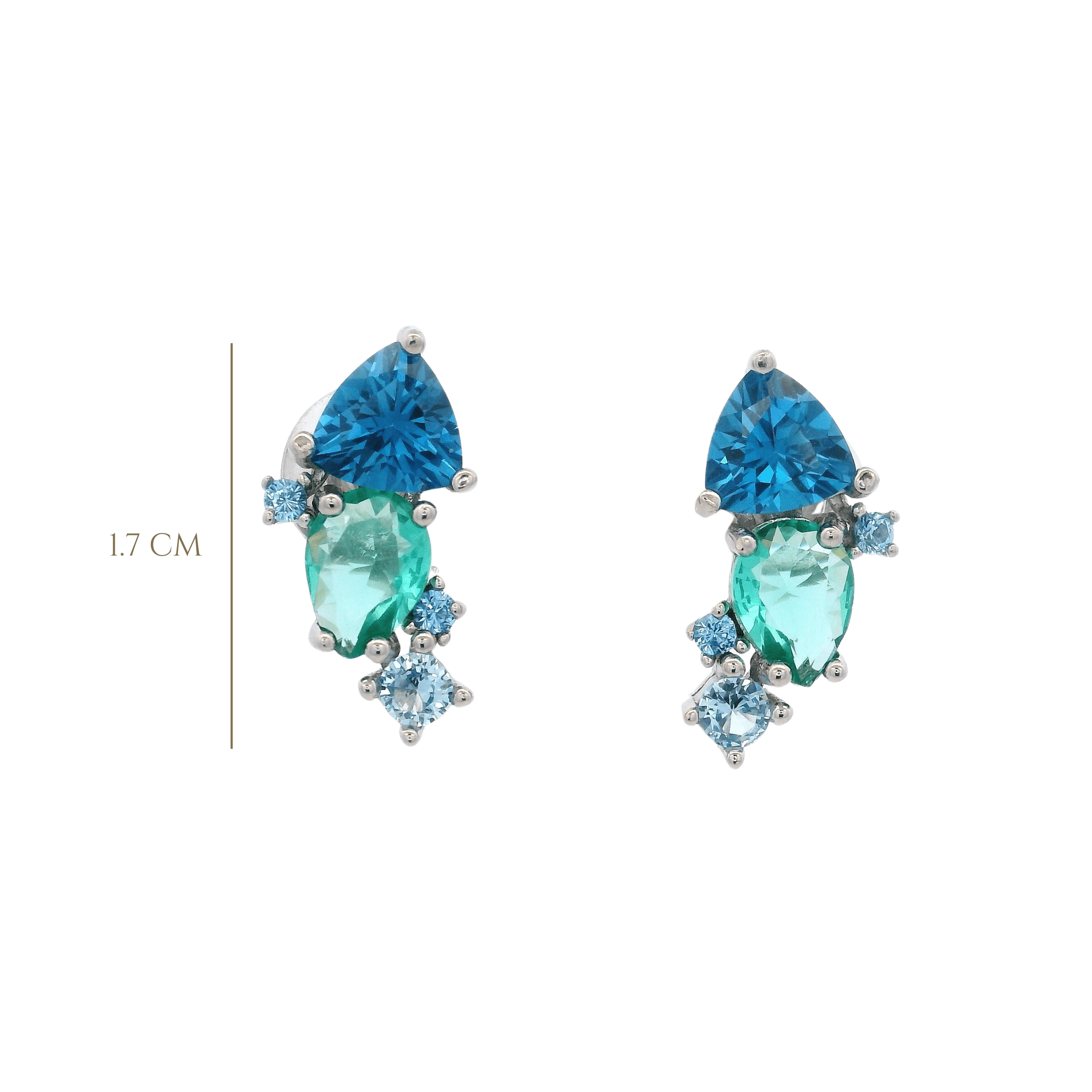 925SL CLUSTER EARRINGS CZ BLUE - C'SANTOS