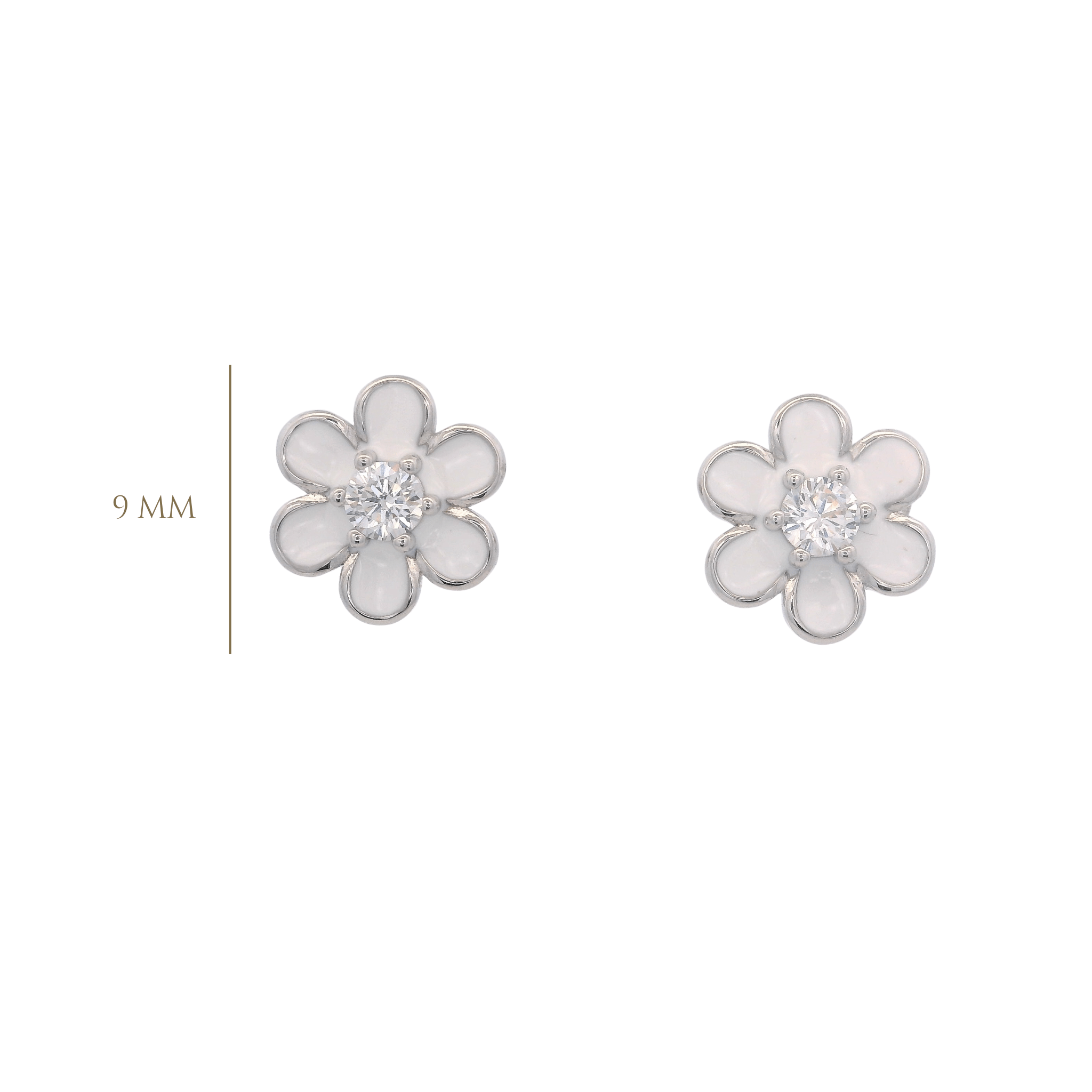 925SL DAISY WHITE ENAMEL EARRINGS - C'SANTOS