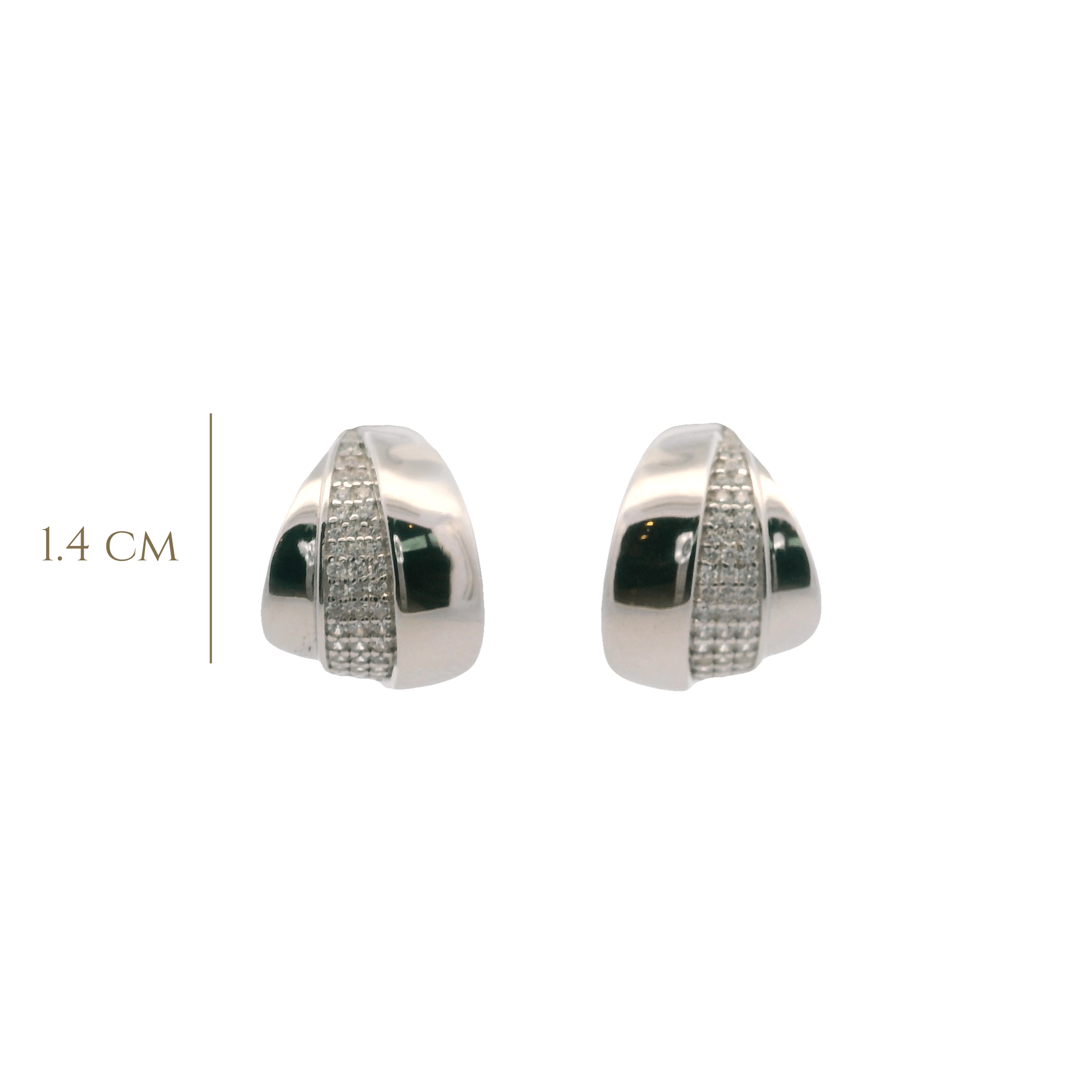 925SL DOME CENTER CZ EARRINGS - C'SANTOS