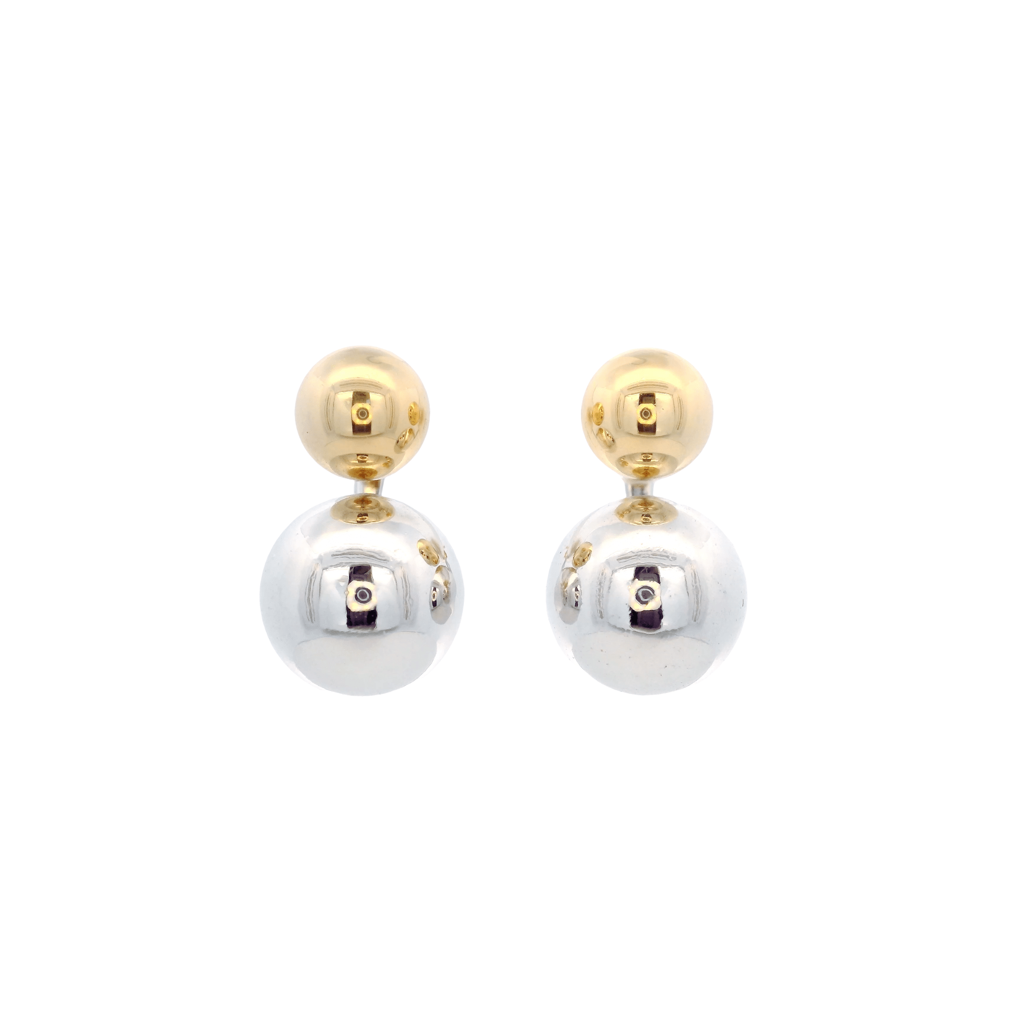 925SL DOUBLE BEADS HUNKY SMOOTH EARRINGS - C'SANTOS