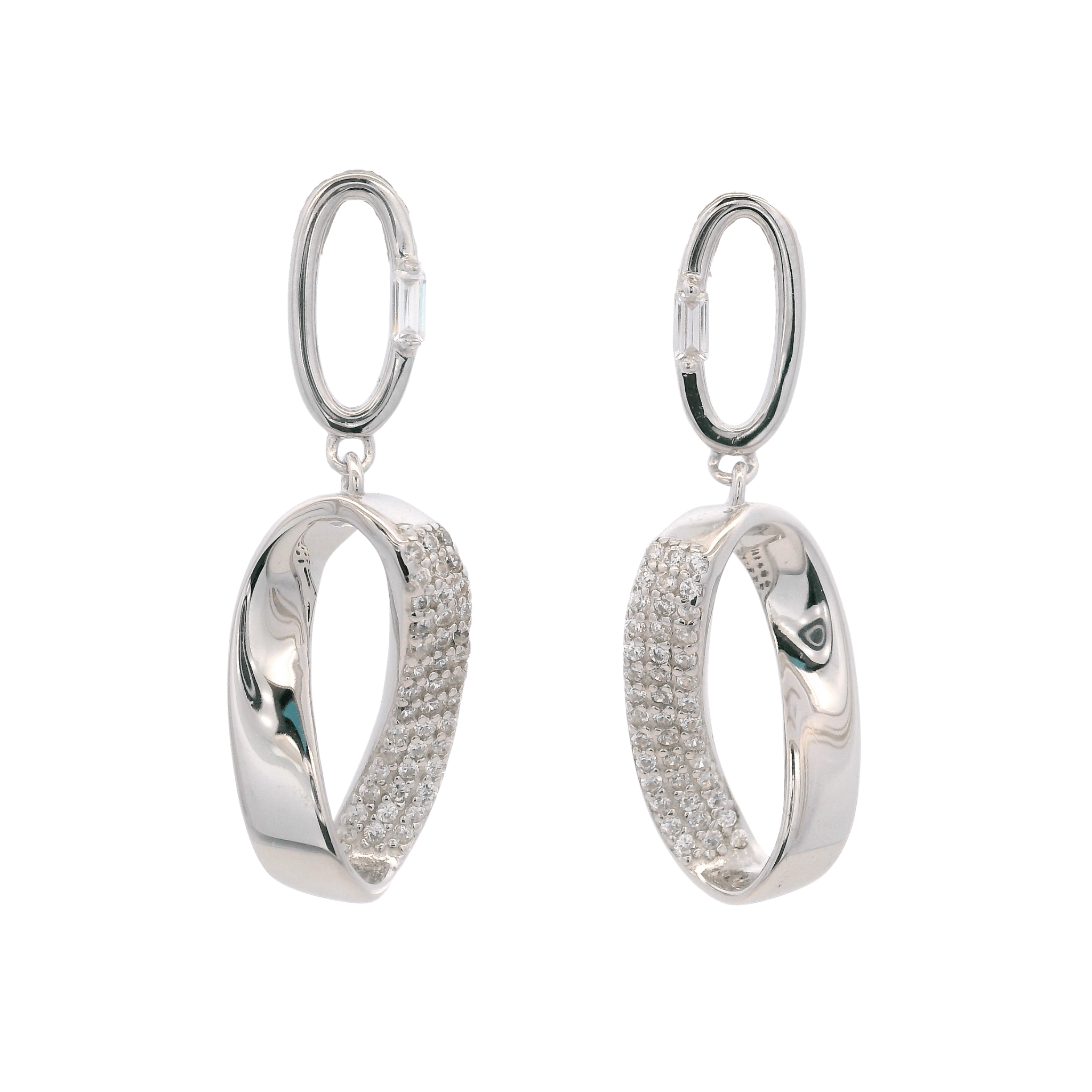 925SL DOUBLE OVAL CZ EARRINGS - C'SANTOS