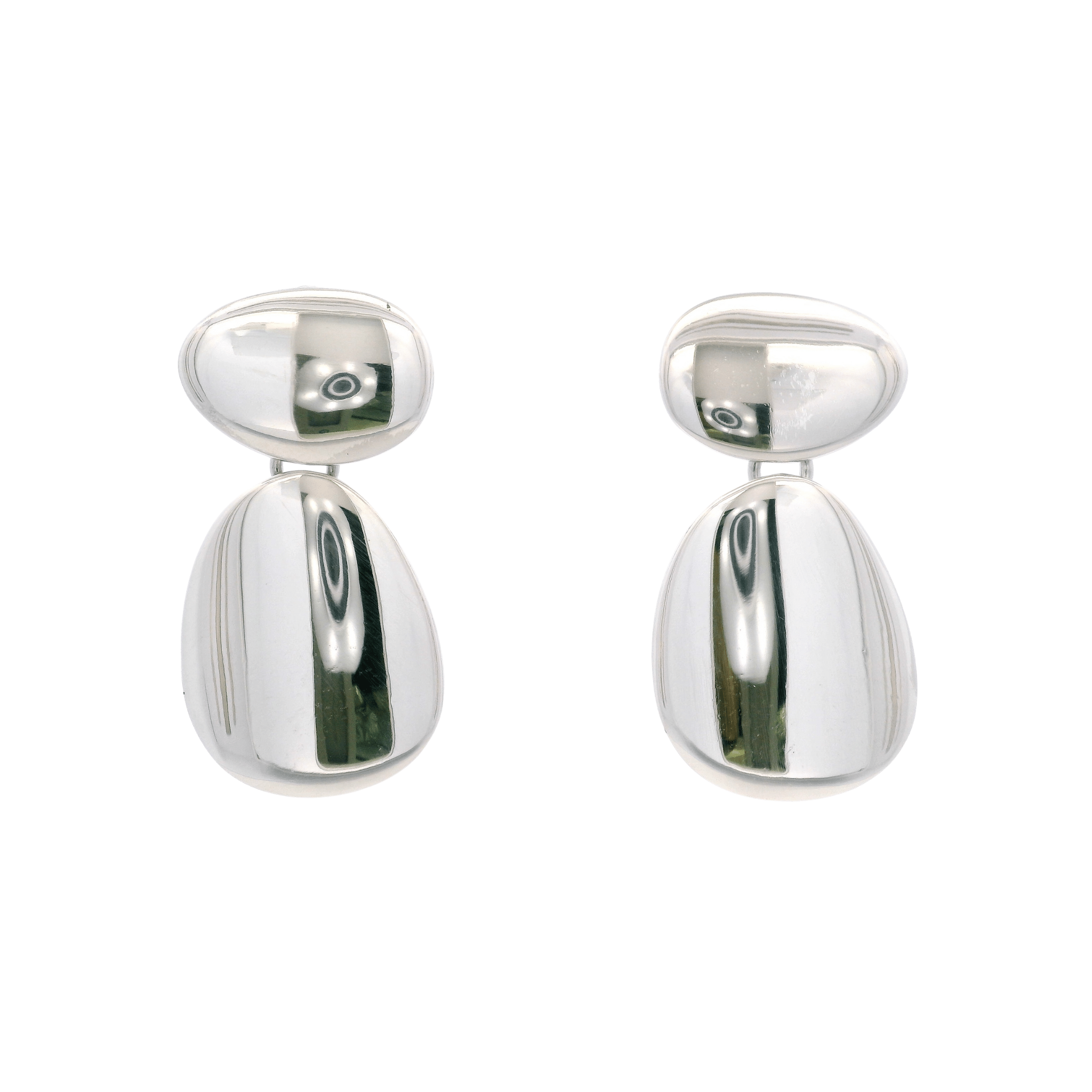 925SL DOUBLE OVAL IRREGULAR EARRINGS - C'SANTOS