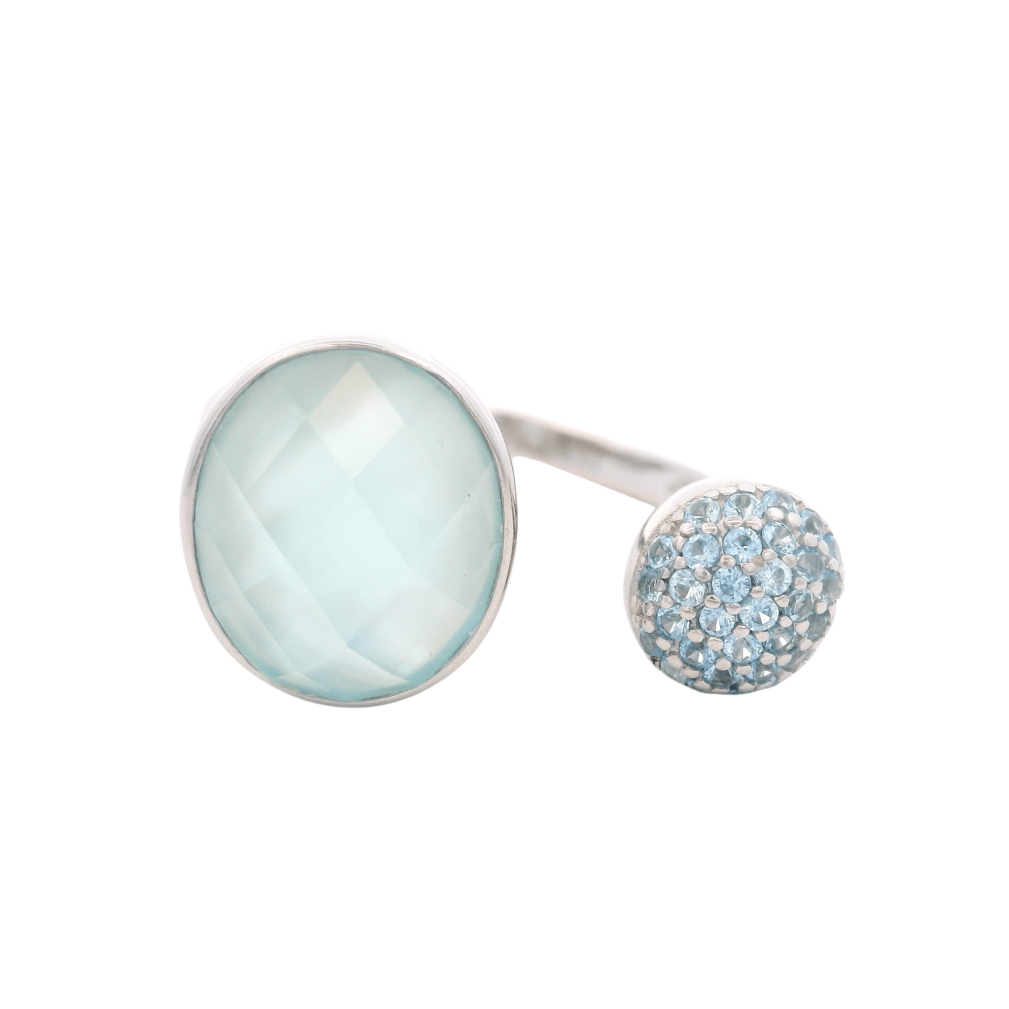 925SL DOUBLE ROUND RING MOP & CZ T8 - C'SANTOS