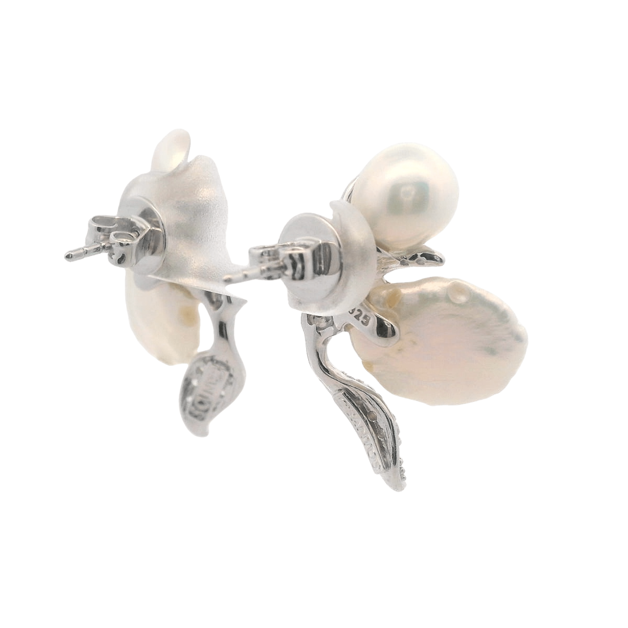 925SL DROP BAROQUE PEARL WITH PERL EARRINGS - C'SANTOS