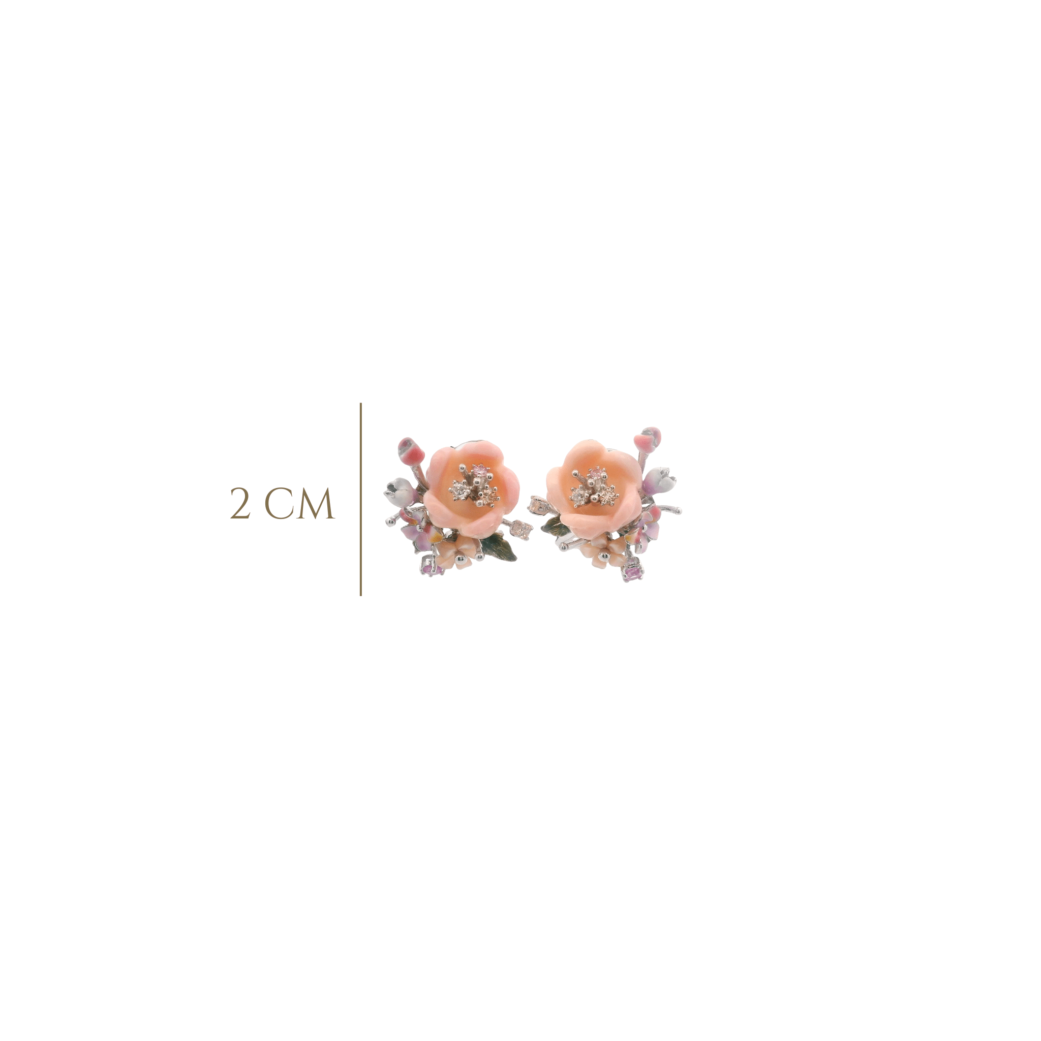 925SL FLOWER PINK AND TWO MINI FLOWER EARRINGS - C'SANTOS