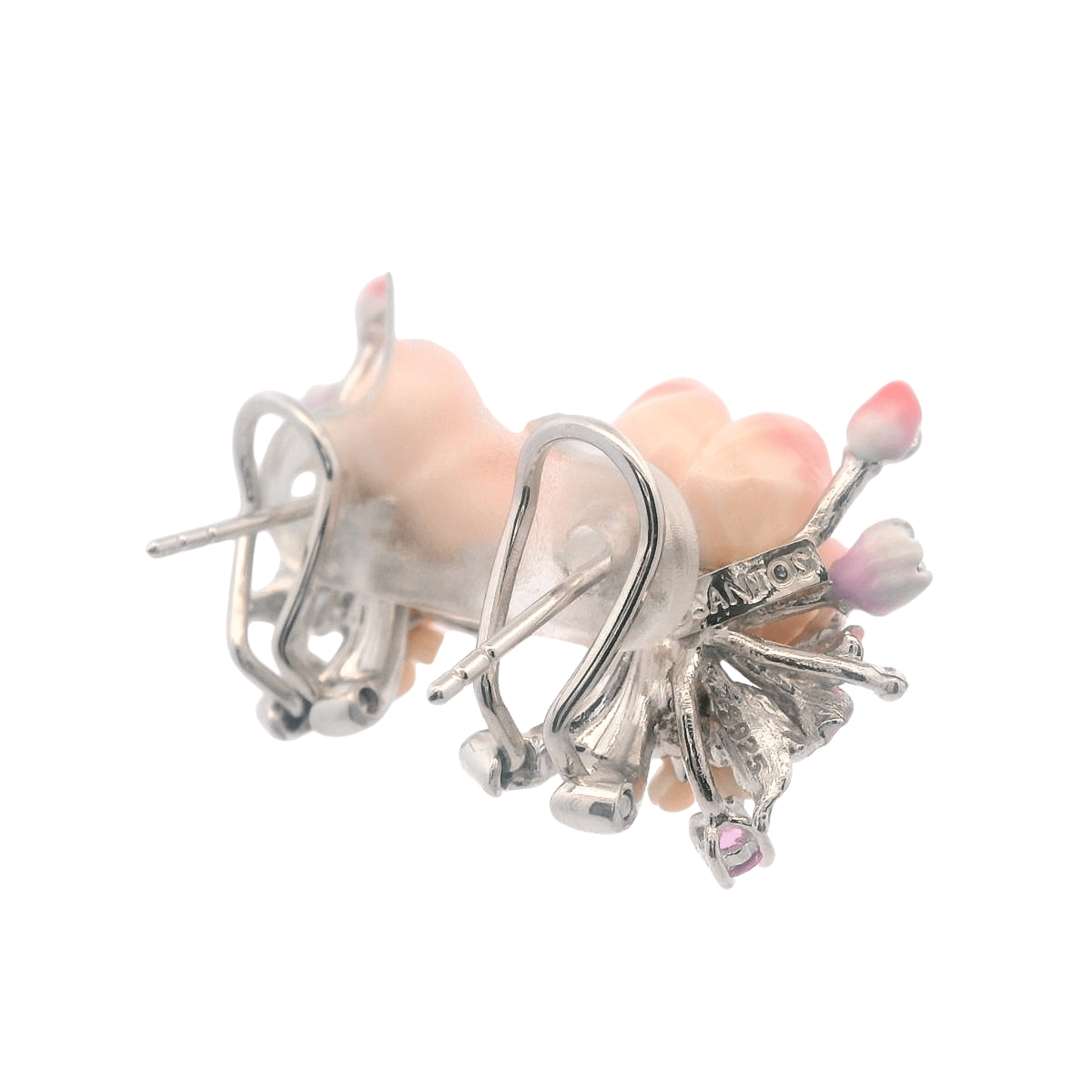 925SL FLOWER PINK AND TWO MINI FLOWER EARRINGS - C'SANTOS